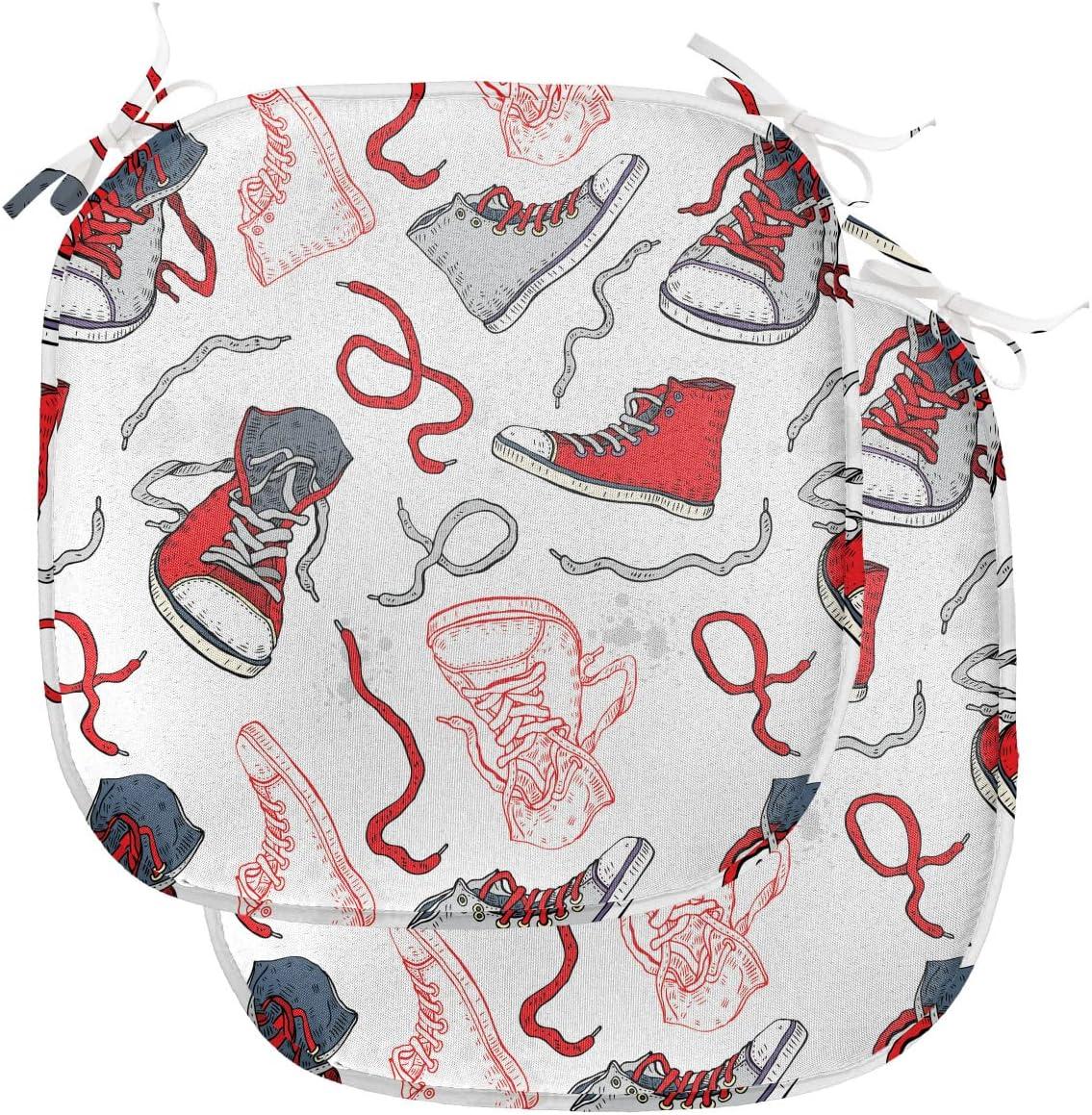 imageAmbesonne Angel Chair Seating Cushion Set of 2 Medieval Marry Love Angel Playing Music Valentine Cupid Date Dove Marriage AntiSlip Seat Padding for Kitchen amp Patio 16x16 Eggshell Ruby CaramelVermilion White Grey