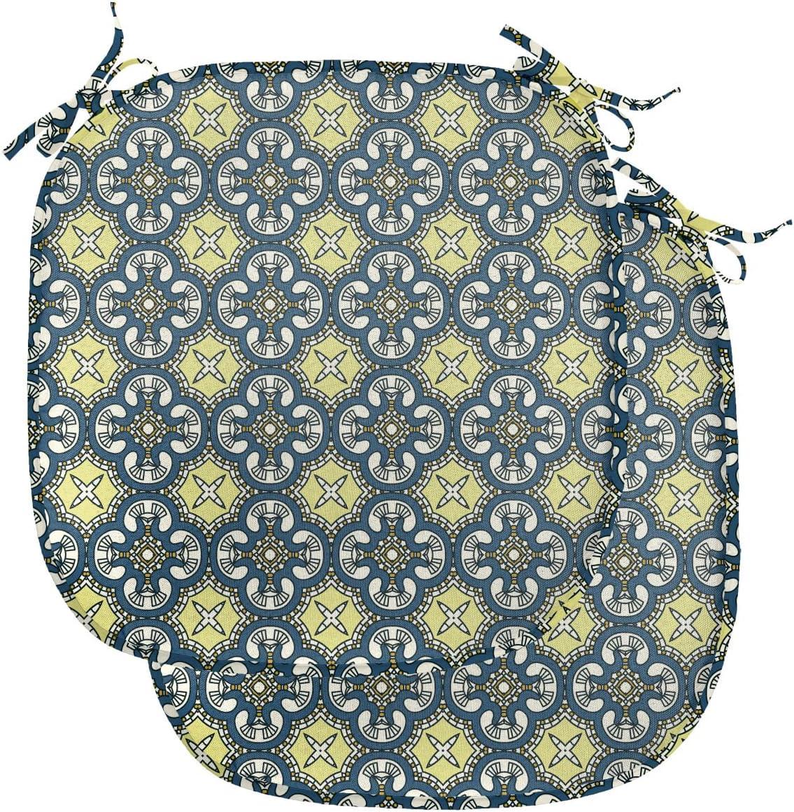 imageAmbesonne Angel Chair Seating Cushion Set of 2 Medieval Marry Love Angel Playing Music Valentine Cupid Date Dove Marriage AntiSlip Seat Padding for Kitchen amp Patio 16x16 Eggshell Ruby CaramelPale Yellow Dark Blue