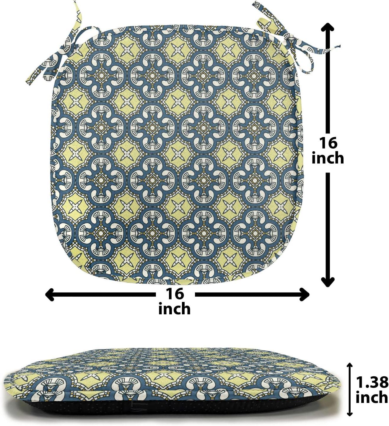 imageAmbesonne Angel Chair Seating Cushion Set of 2 Medieval Marry Love Angel Playing Music Valentine Cupid Date Dove Marriage AntiSlip Seat Padding for Kitchen amp Patio 16x16 Eggshell Ruby CaramelPale Yellow Dark Blue