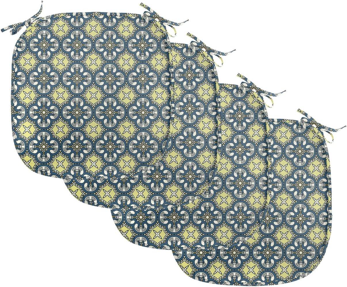 imageAmbesonne Angel Chair Seating Cushion Set of 2 Medieval Marry Love Angel Playing Music Valentine Cupid Date Dove Marriage AntiSlip Seat Padding for Kitchen amp Patio 16x16 Eggshell Ruby CaramelPale Yellow Dark Blue