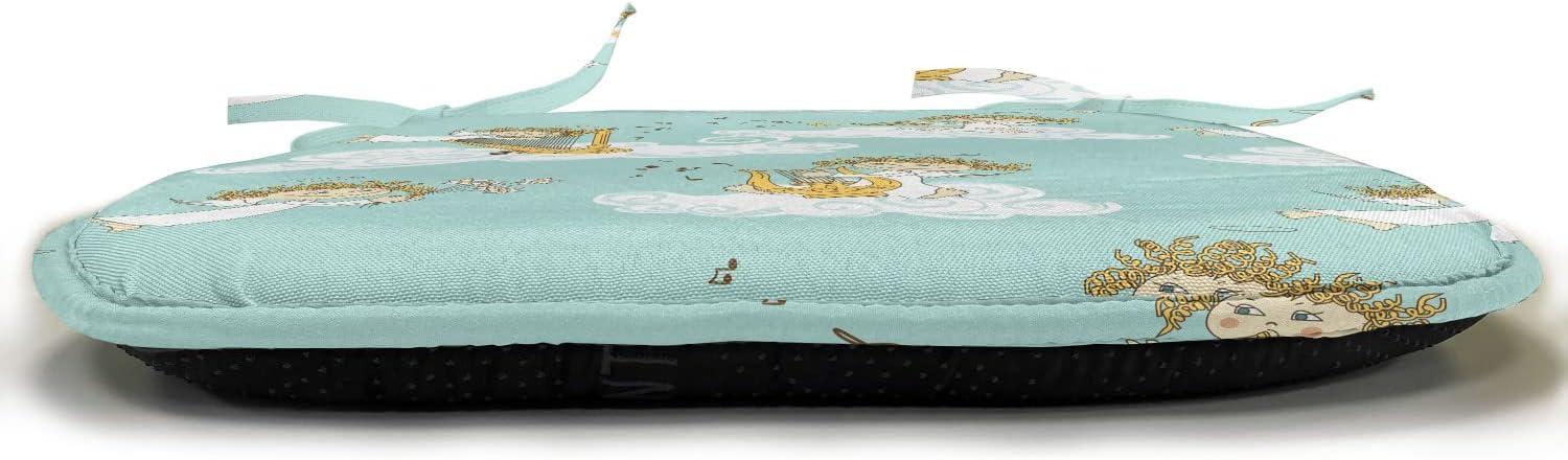 imageAmbesonne Angel Chair Seating Cushion Set of 2 Medieval Marry Love Angel Playing Music Valentine Cupid Date Dove Marriage AntiSlip Seat Padding for Kitchen amp Patio 16x16 Eggshell Ruby CaramelEarth Yellow Seafoam
