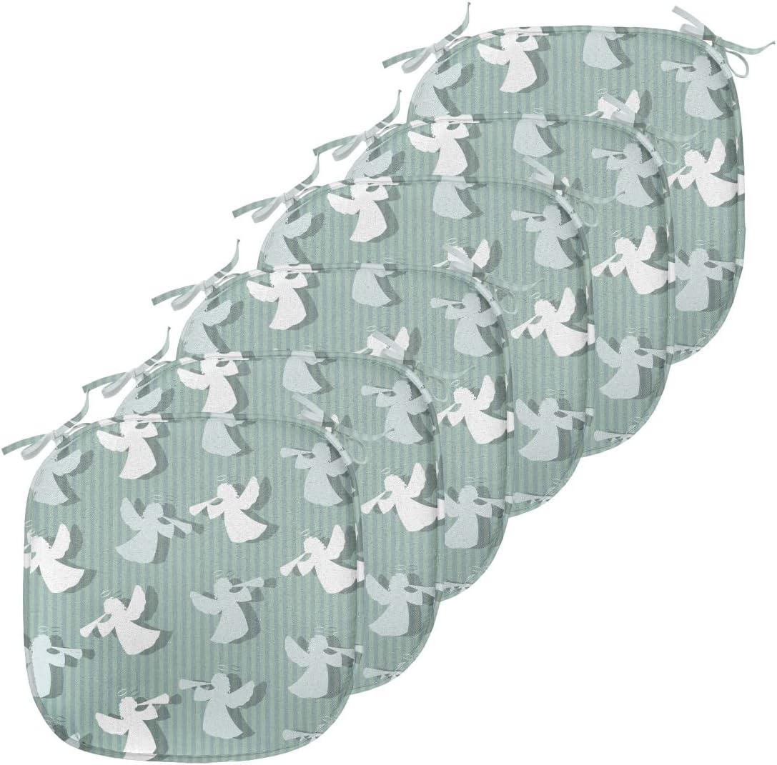 imageAmbesonne Angel Chair Seating Cushion Set of 2 Medieval Marry Love Angel Playing Music Valentine Cupid Date Dove Marriage AntiSlip Seat Padding for Kitchen amp Patio 16x16 Eggshell Ruby CaramelPale Almond Green White
