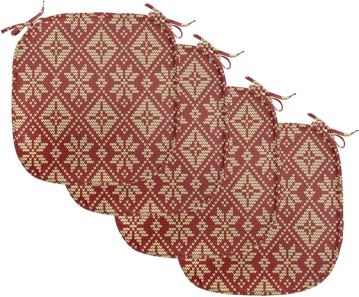 imageAmbesonne Angel Chair Seating Cushion Set of 2 Medieval Marry Love Angel Playing Music Valentine Cupid Date Dove Marriage AntiSlip Seat Padding for Kitchen amp Patio 16x16 Eggshell Ruby CaramelRuby Beige