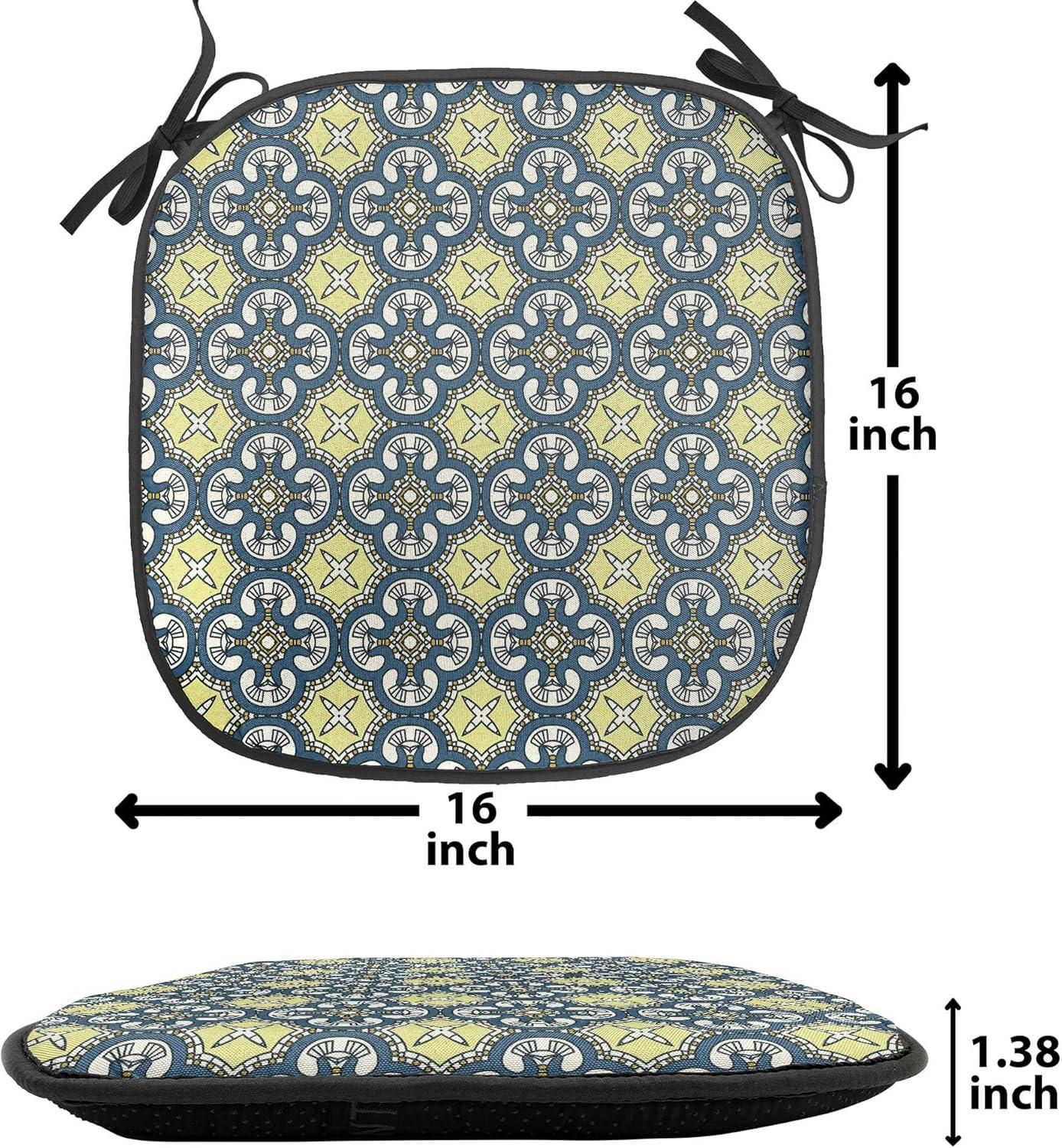 imageAmbesonne Angel Chair Seating Cushion Set of 2 Medieval Marry Love Angel Playing Music Valentine Cupid Date Dove Marriage AntiSlip Seat Padding for Kitchen amp Patio 16x16 Eggshell Ruby CaramelPale Yellow Dark Blue