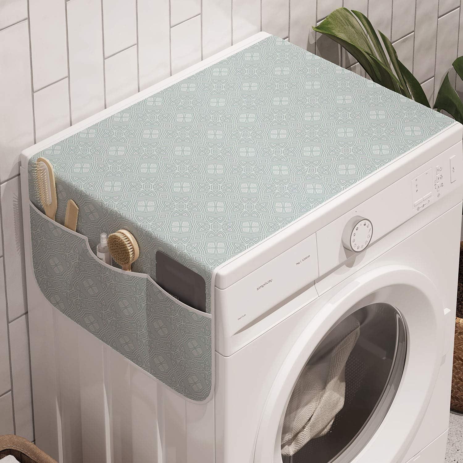 imageAmbesonne Coral Microwave Oven Cover Scribbled Little and Big Different Size Heart Forms Love Valentines Mothers Day Theme Water Resistant Organizer with Pockets for Kitchen 36 x 12 CoralPale Blue Grey