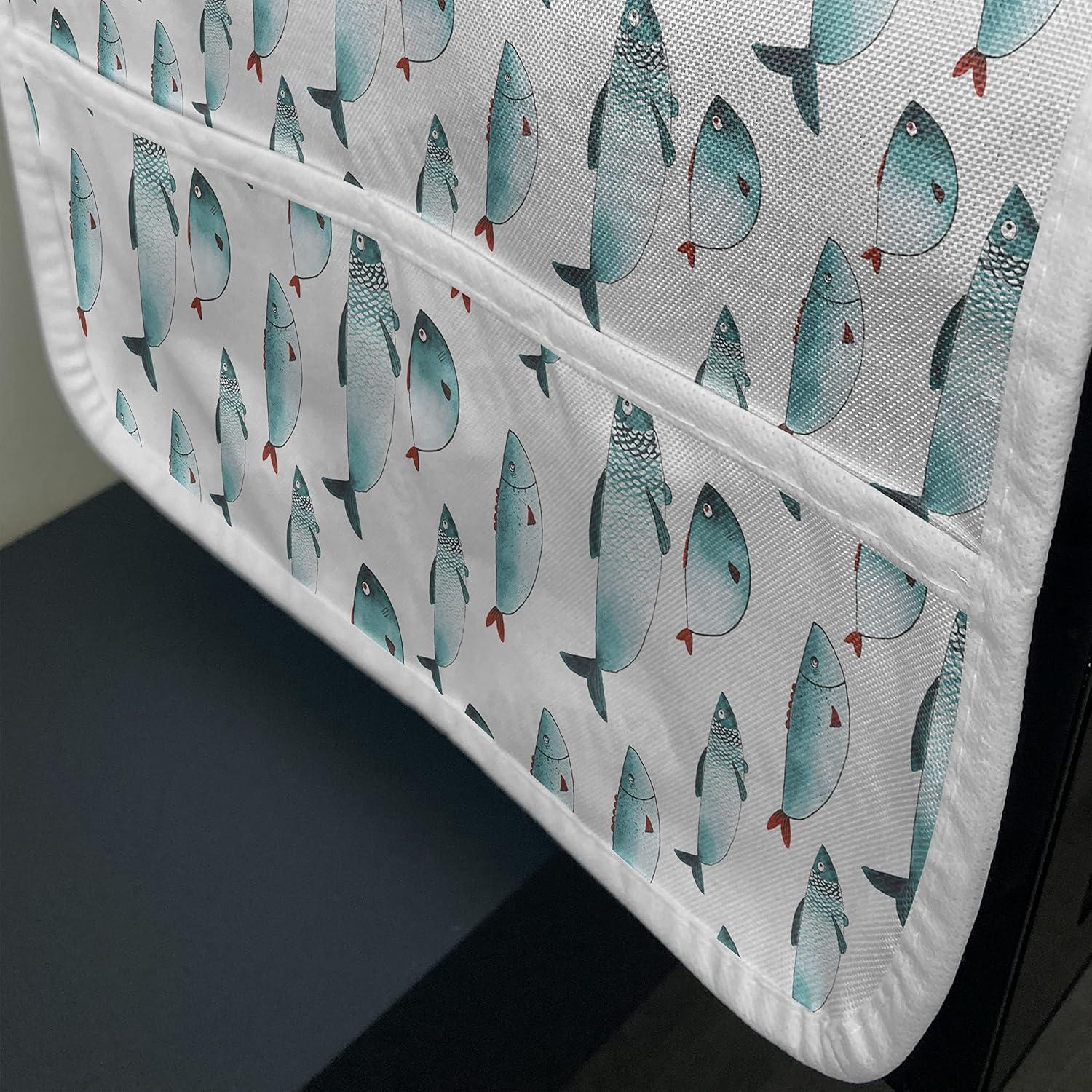 imageAmbesonne Coral Microwave Oven Cover Scribbled Little and Big Different Size Heart Forms Love Valentines Mothers Day Theme Water Resistant Organizer with Pockets for Kitchen 36 x 12 CoralTeal