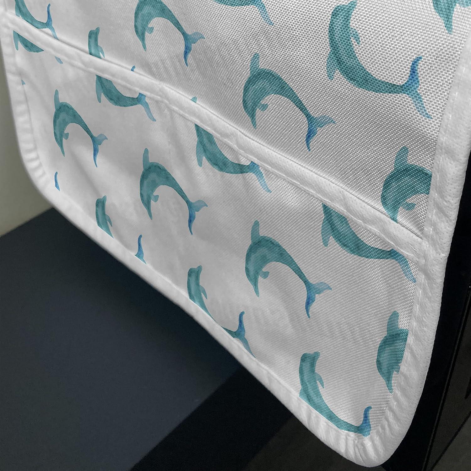 imageAmbesonne Coral Microwave Oven Cover Scribbled Little and Big Different Size Heart Forms Love Valentines Mothers Day Theme Water Resistant Organizer with Pockets for Kitchen 36 x 12 CoralAqua White