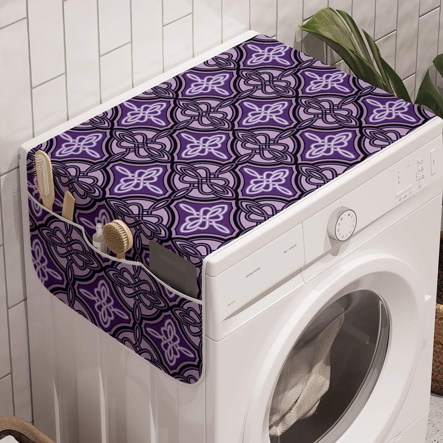 imageAmbesonne Coral Microwave Oven Cover Scribbled Little and Big Different Size Heart Forms Love Valentines Mothers Day Theme Water Resistant Organizer with Pockets for Kitchen 36 x 12 CoralViolet Lilac