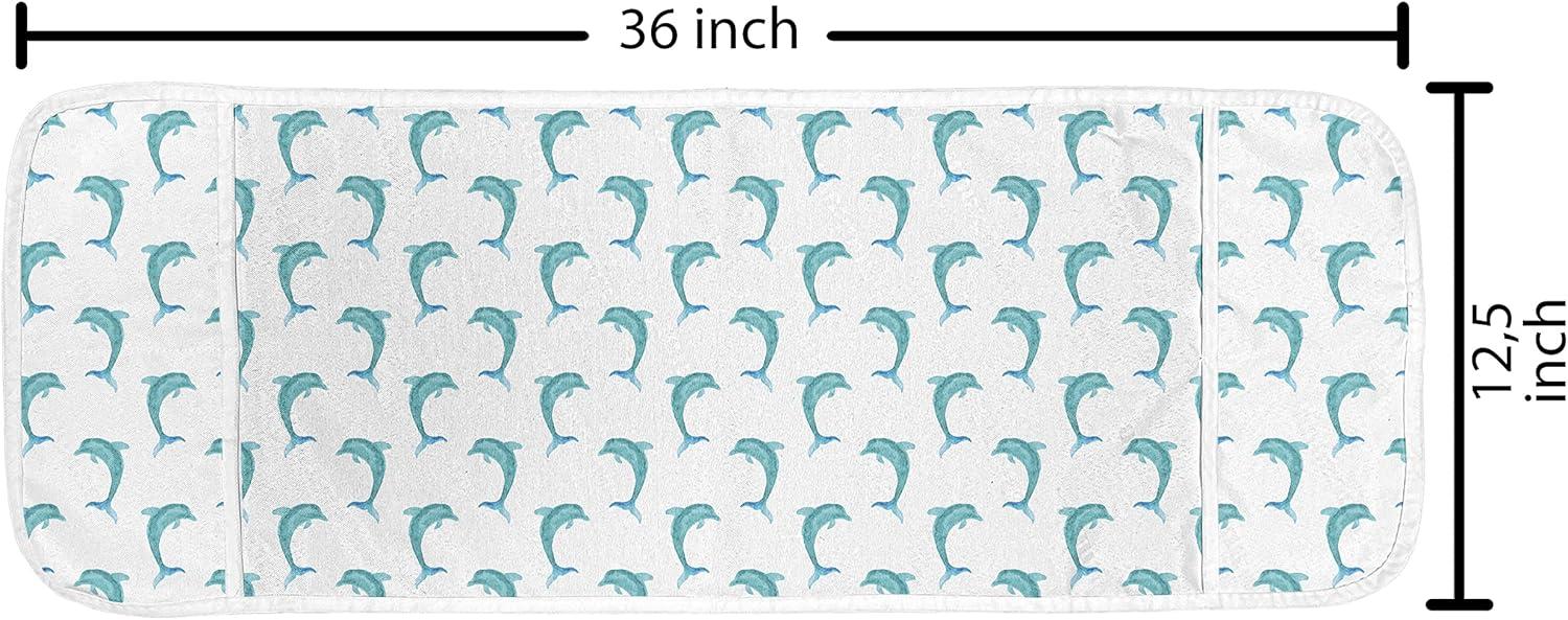 imageAmbesonne Coral Microwave Oven Cover Scribbled Little and Big Different Size Heart Forms Love Valentines Mothers Day Theme Water Resistant Organizer with Pockets for Kitchen 36 x 12 CoralAqua White