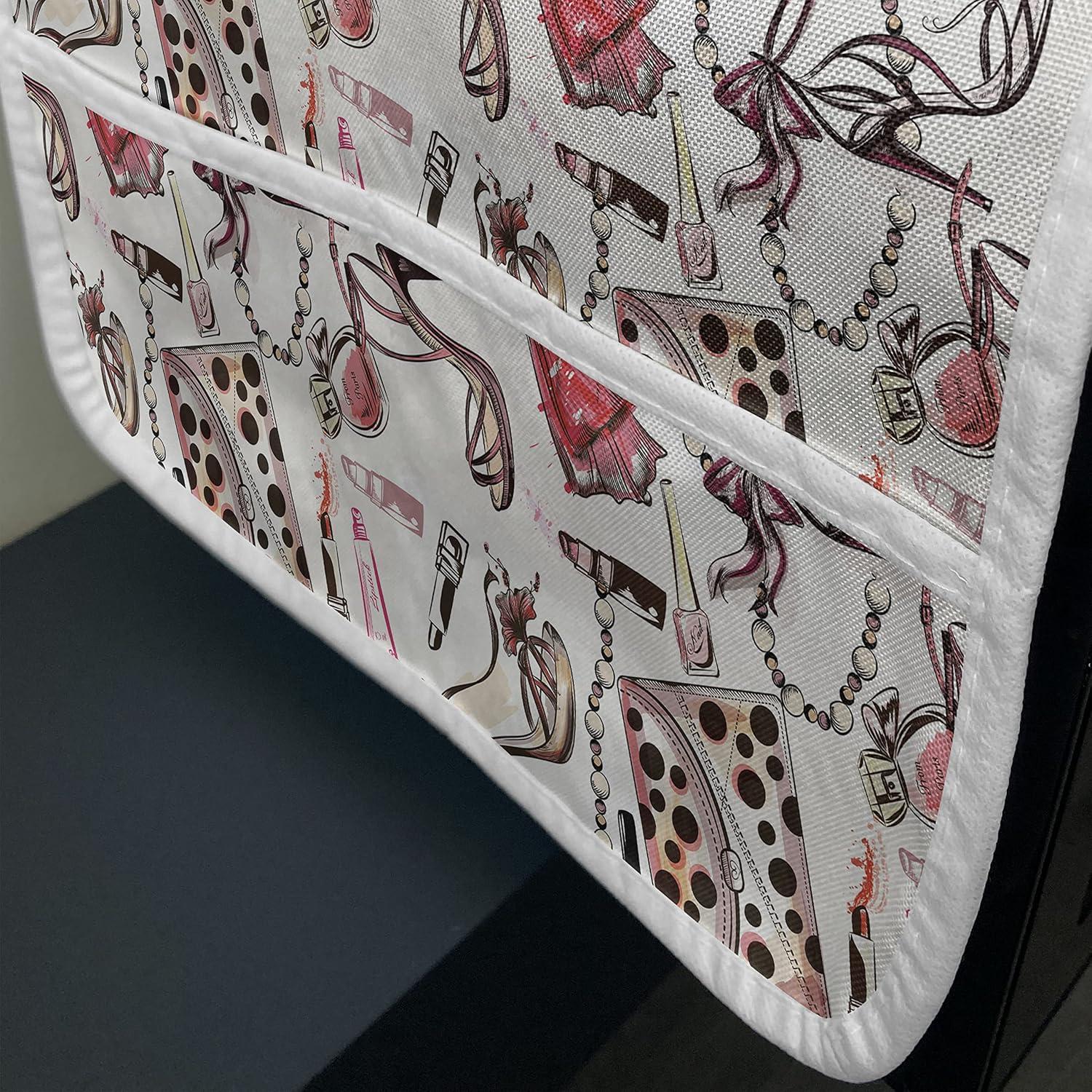 imageAmbesonne Coral Microwave Oven Cover Scribbled Little and Big Different Size Heart Forms Love Valentines Mothers Day Theme Water Resistant Organizer with Pockets for Kitchen 36 x 12 CoralBlack Pink Tan