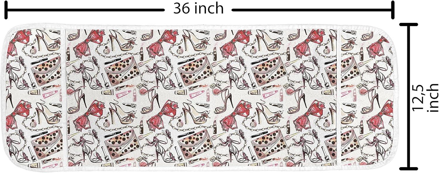 imageAmbesonne Coral Microwave Oven Cover Scribbled Little and Big Different Size Heart Forms Love Valentines Mothers Day Theme Water Resistant Organizer with Pockets for Kitchen 36 x 12 CoralBlack Pink Tan