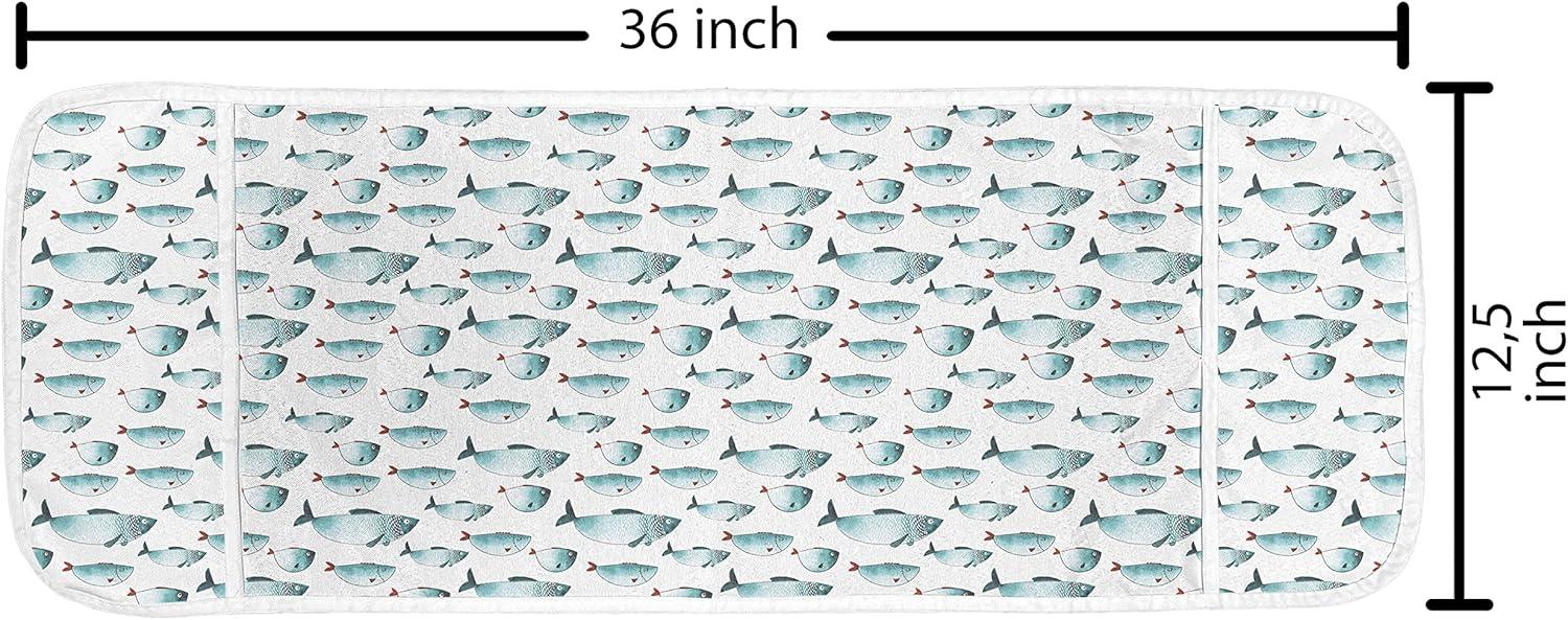 imageAmbesonne Coral Microwave Oven Cover Scribbled Little and Big Different Size Heart Forms Love Valentines Mothers Day Theme Water Resistant Organizer with Pockets for Kitchen 36 x 12 CoralTeal