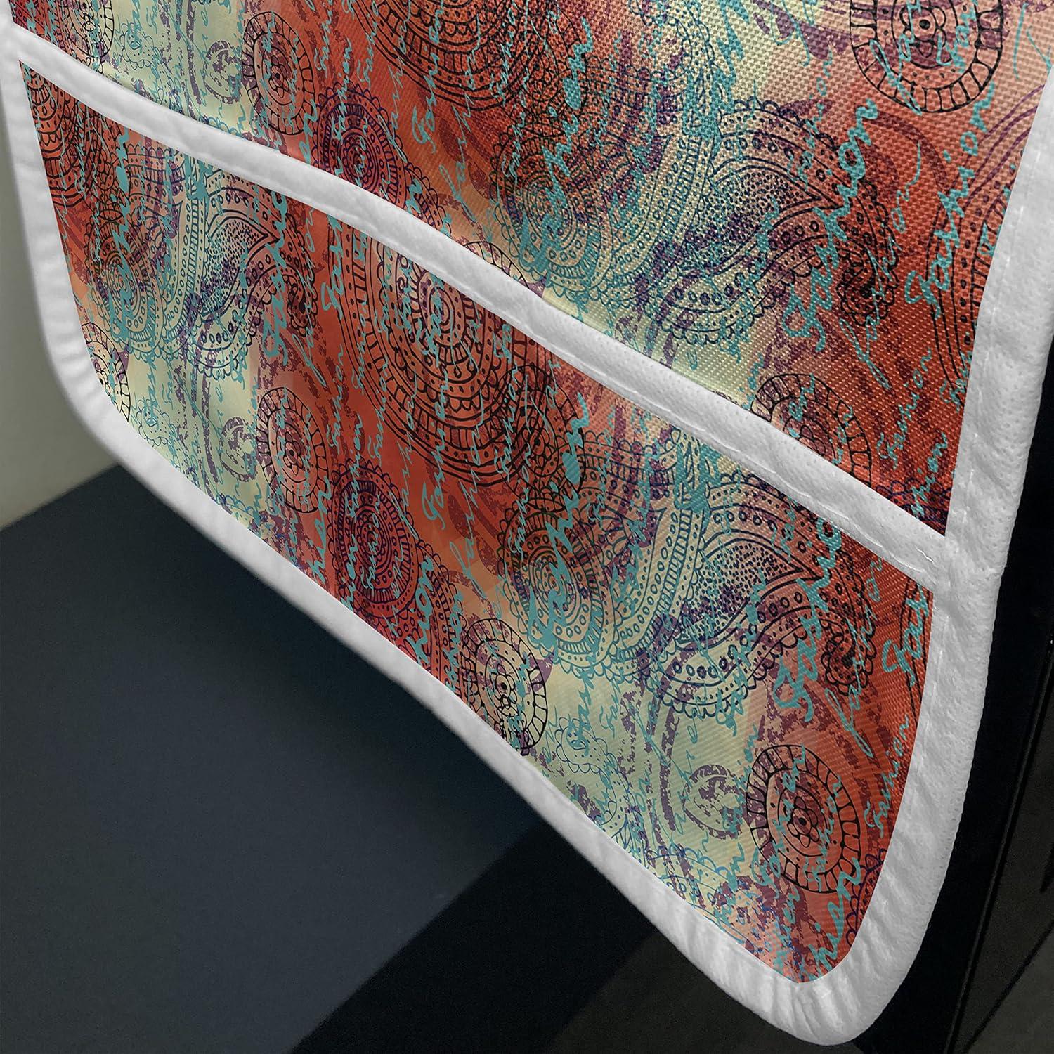imageAmbesonne Coral Microwave Oven Cover Scribbled Little and Big Different Size Heart Forms Love Valentines Mothers Day Theme Water Resistant Organizer with Pockets for Kitchen 36 x 12 CoralTurquoise Orange Black