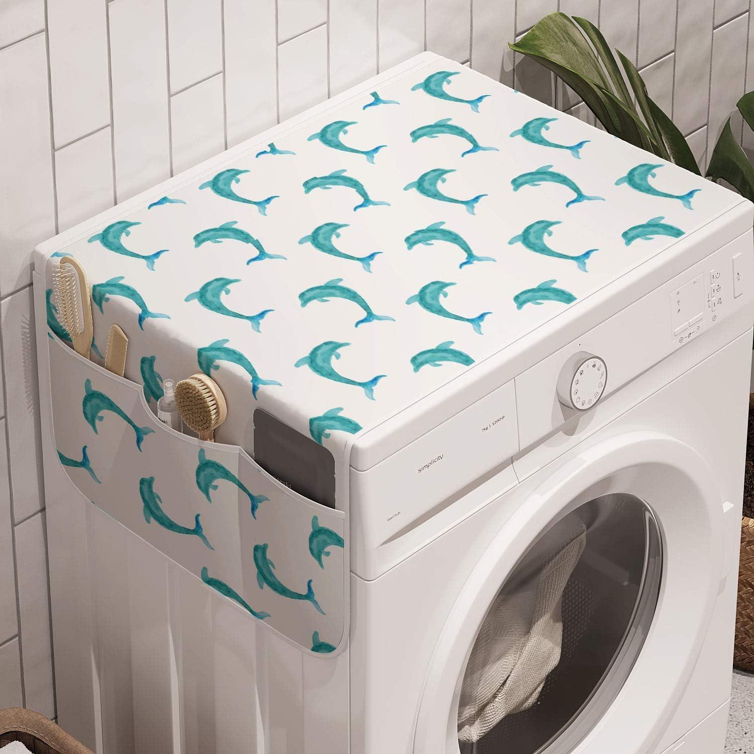 imageAmbesonne Coral Microwave Oven Cover Scribbled Little and Big Different Size Heart Forms Love Valentines Mothers Day Theme Water Resistant Organizer with Pockets for Kitchen 36 x 12 CoralAqua White
