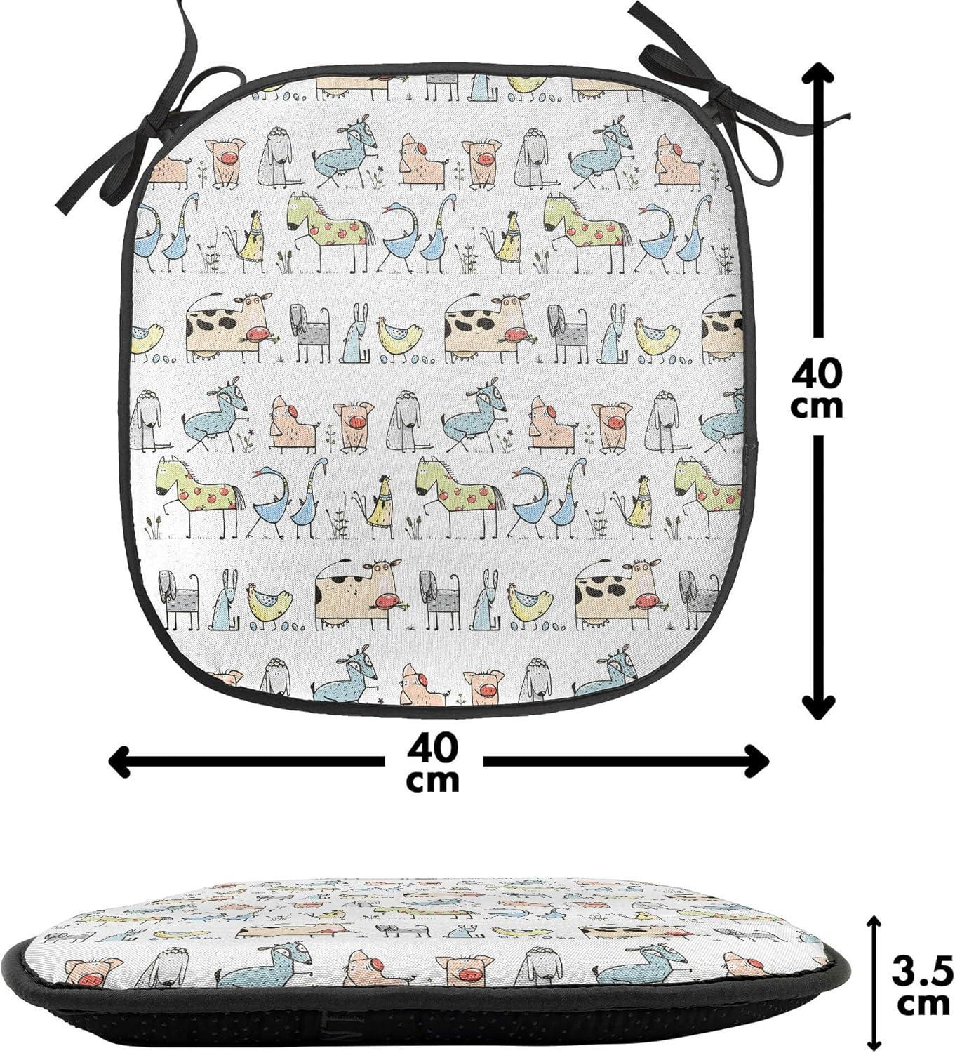 imageAmbesonne Feminine Chair Seating Cushion Set of 4 Pattern of Lipstick Kiss Marks Woman Valentines Wedding Theme Illustration AntiSlip Seat Padding for Kitchen amp Patio 16x16 White RedYellow Beige
