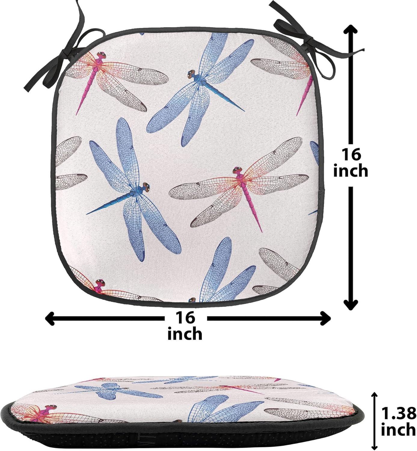 imageAmbesonne Feminine Chair Seating Cushion Set of 4 Pattern of Lipstick Kiss Marks Woman Valentines Wedding Theme Illustration AntiSlip Seat Padding for Kitchen amp Patio 16x16 White RedPink Blue
