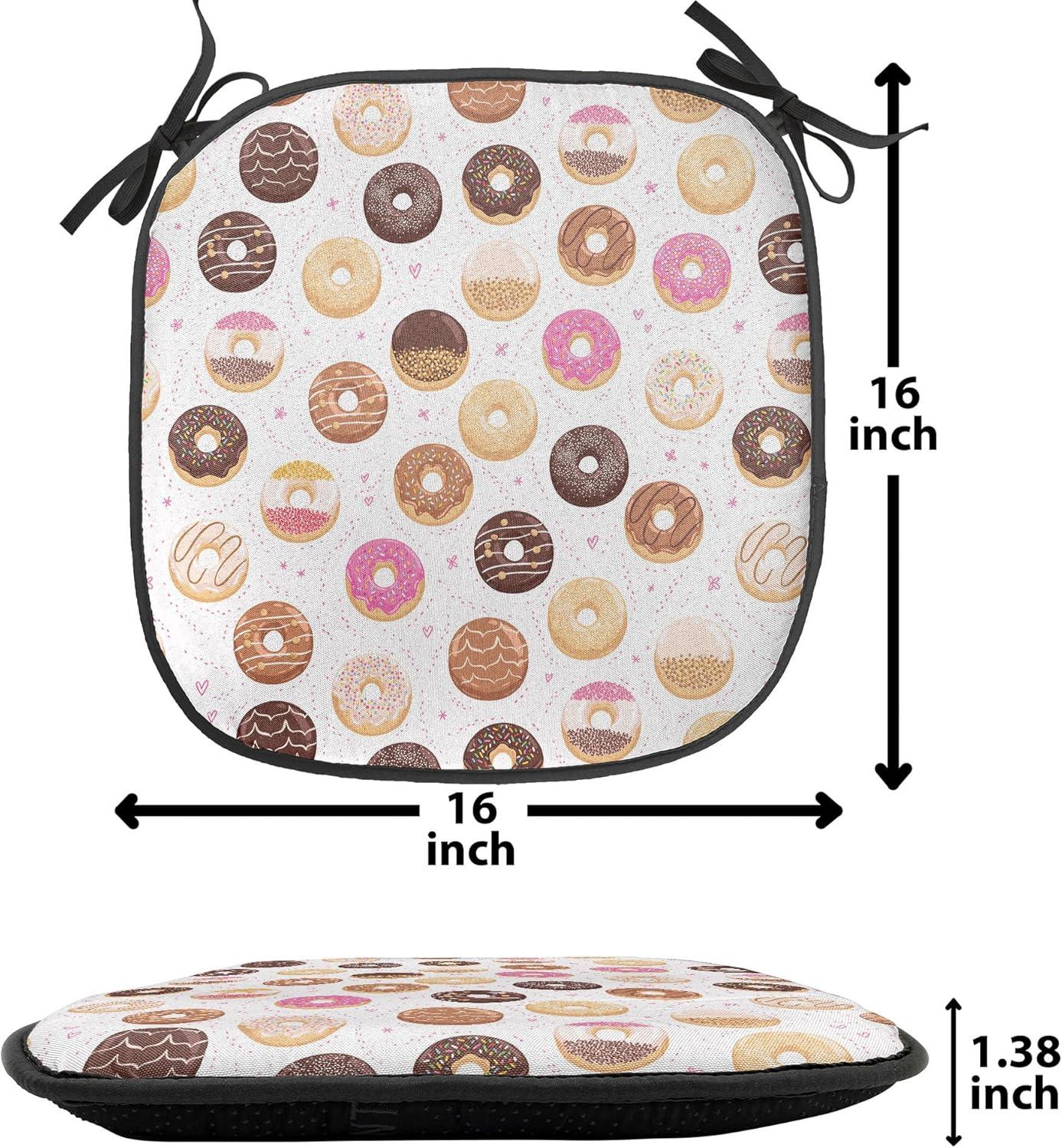 imageAmbesonne Feminine Chair Seating Cushion Set of 4 Pattern of Lipstick Kiss Marks Woman Valentines Wedding Theme Illustration AntiSlip Seat Padding for Kitchen amp Patio 16x16 White RedPink Brown