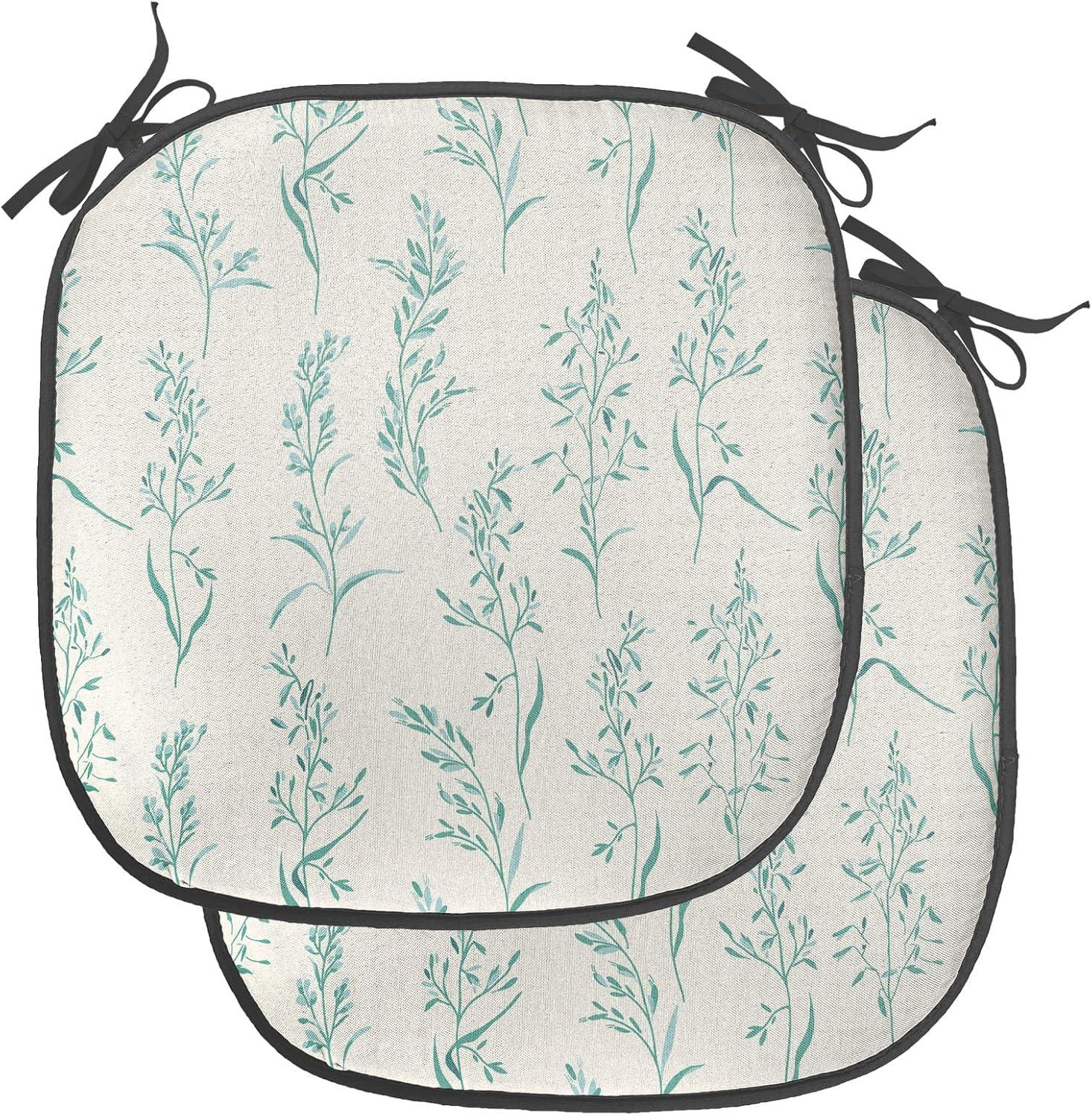 imageAmbesonne Feminine Chair Seating Cushion Set of 4 Pattern of Lipstick Kiss Marks Woman Valentines Wedding Theme Illustration AntiSlip Seat Padding for Kitchen amp Patio 16x16 White RedGreen Cream