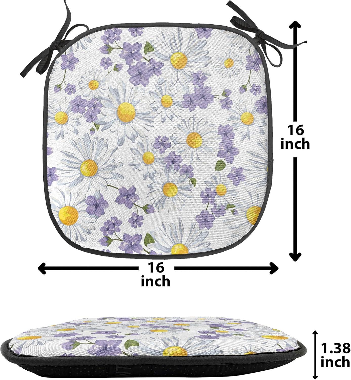 imageAmbesonne Feminine Chair Seating Cushion Set of 4 Pattern of Lipstick Kiss Marks Woman Valentines Wedding Theme Illustration AntiSlip Seat Padding for Kitchen amp Patio 16x16 White RedWhite Yellow Purple