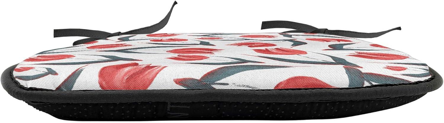 imageAmbesonne Feminine Chair Seating Cushion Set of 4 Pattern of Lipstick Kiss Marks Woman Valentines Wedding Theme Illustration AntiSlip Seat Padding for Kitchen amp Patio 16x16 White RedRed Green