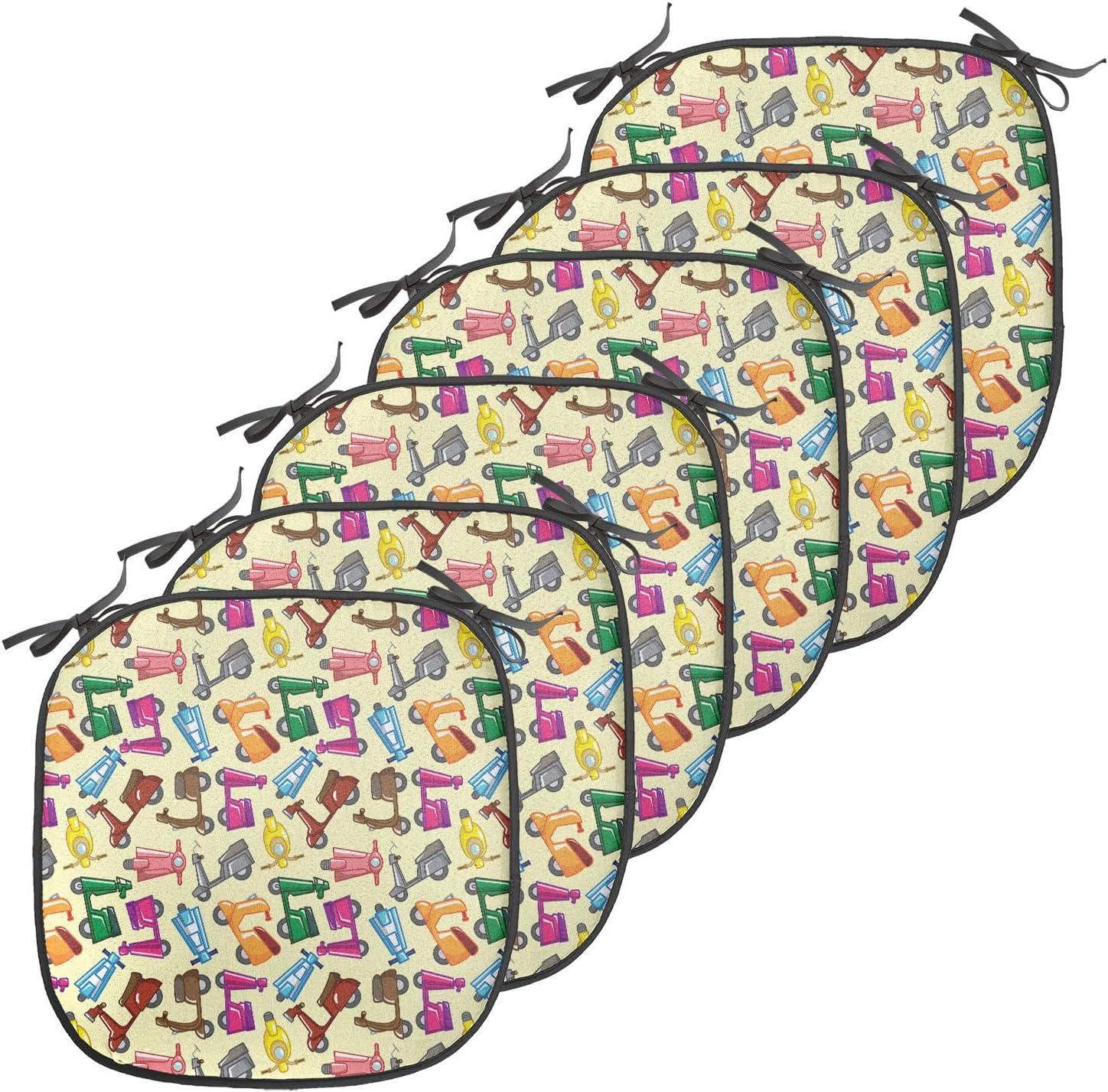 imageAmbesonne Feminine Chair Seating Cushion Set of 4 Pattern of Lipstick Kiss Marks Woman Valentines Wedding Theme Illustration AntiSlip Seat Padding for Kitchen amp Patio 16x16 White RedBlue Yellow
