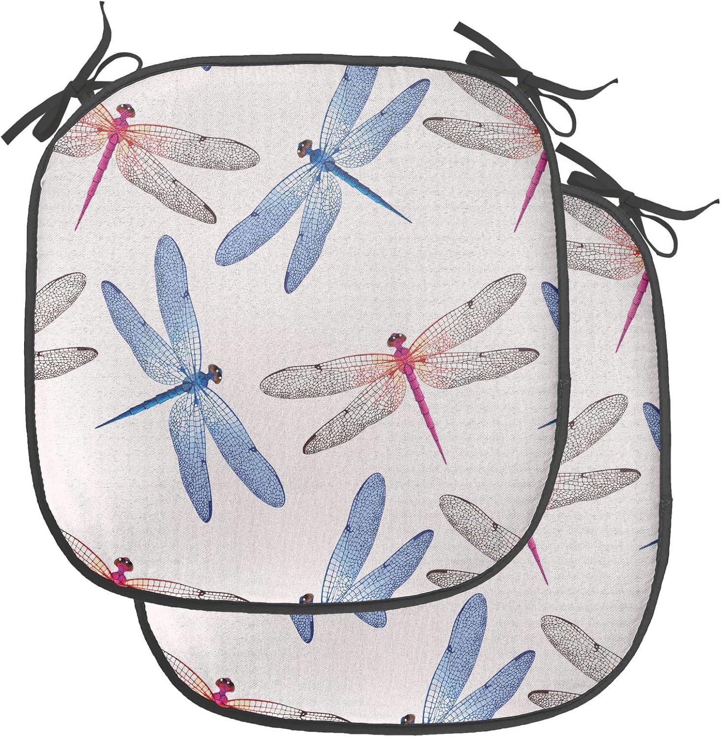 imageAmbesonne Feminine Chair Seating Cushion Set of 4 Pattern of Lipstick Kiss Marks Woman Valentines Wedding Theme Illustration AntiSlip Seat Padding for Kitchen amp Patio 16x16 White RedPink Blue