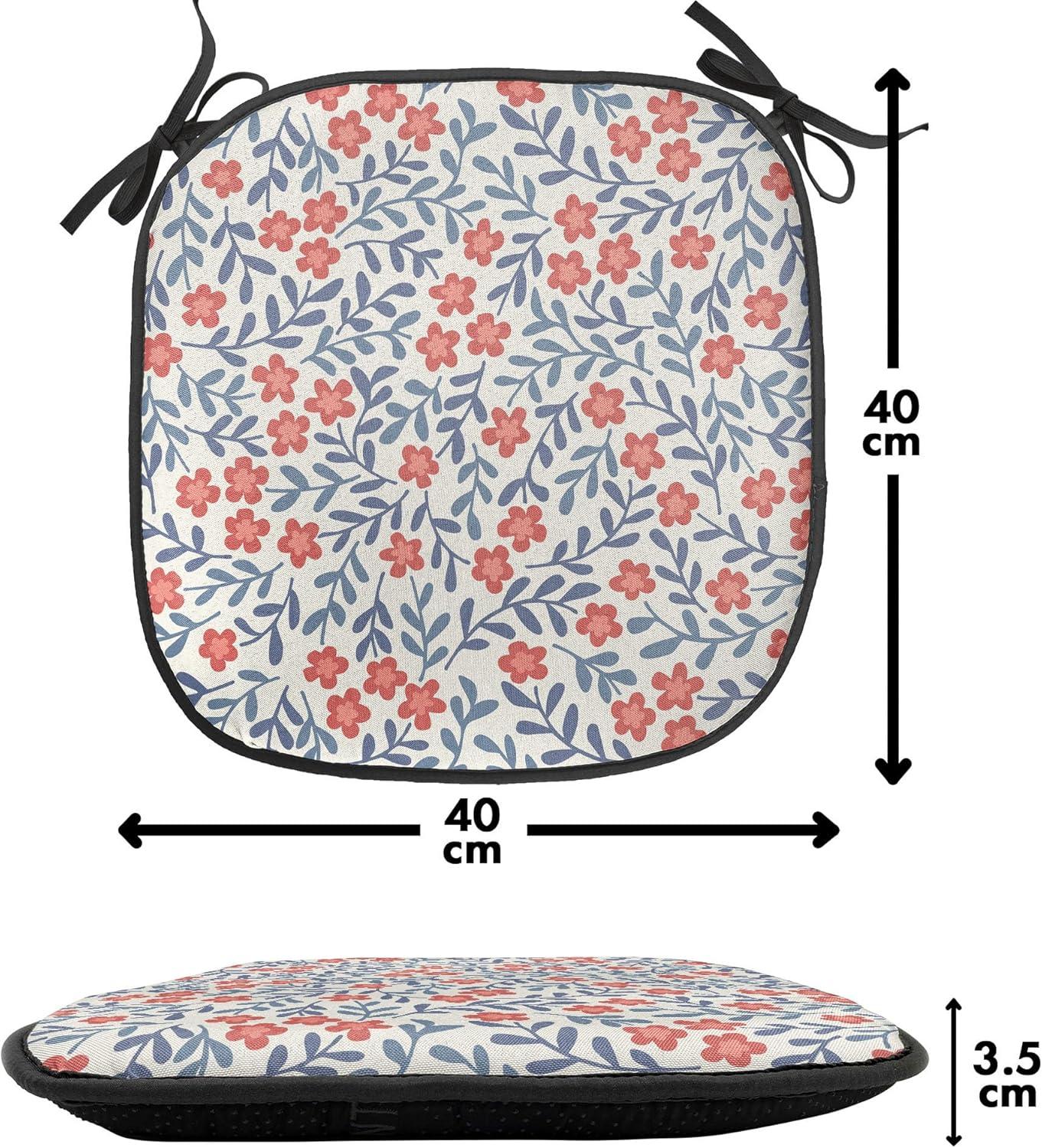imageAmbesonne Feminine Chair Seating Cushion Set of 4 Pattern of Lipstick Kiss Marks Woman Valentines Wedding Theme Illustration AntiSlip Seat Padding for Kitchen amp Patio 16x16 White RedRed Blue White