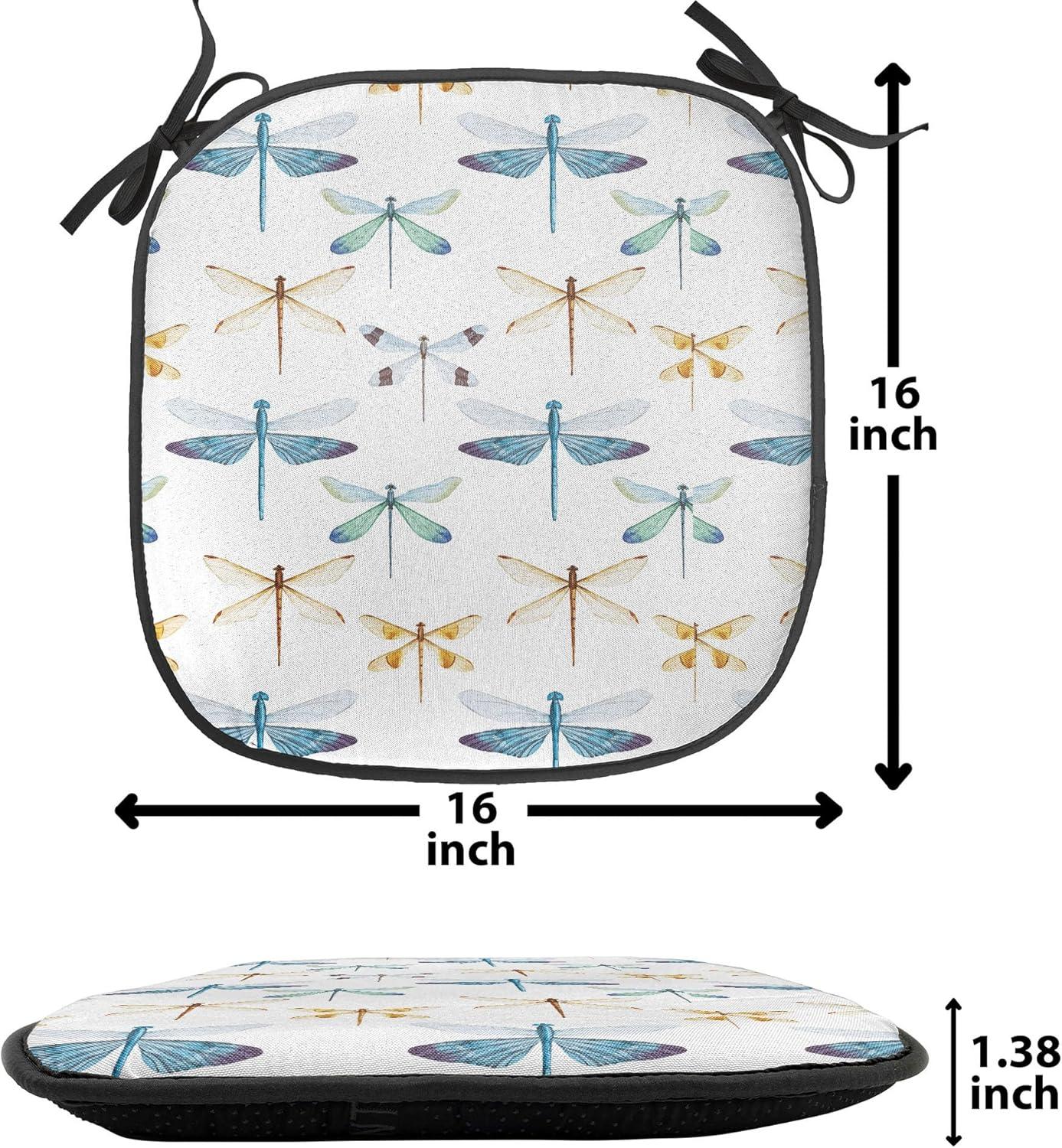 imageAmbesonne Feminine Chair Seating Cushion Set of 4 Pattern of Lipstick Kiss Marks Woman Valentines Wedding Theme Illustration AntiSlip Seat Padding for Kitchen amp Patio 16x16 White RedOrange Blue
