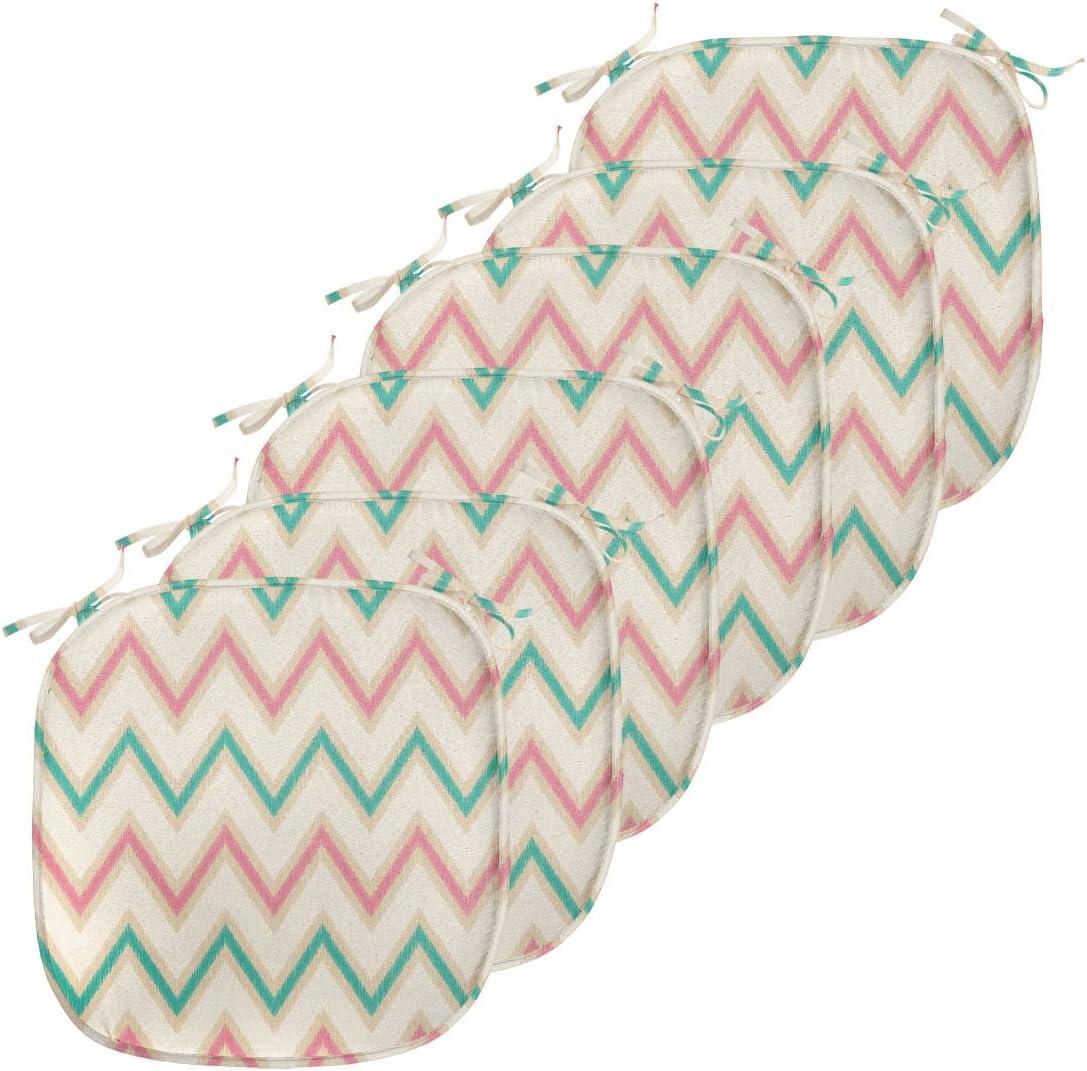 imageAmbesonne Feminine Chair Seating Cushion Set of 4 Pattern of Lipstick Kiss Marks Woman Valentines Wedding Theme Illustration AntiSlip Seat Padding for Kitchen amp Patio 16x16 White RedPink Cream Green