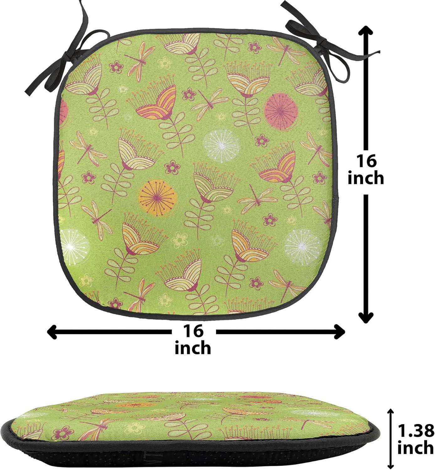 imageAmbesonne Feminine Chair Seating Cushion Set of 4 Pattern of Lipstick Kiss Marks Woman Valentines Wedding Theme Illustration AntiSlip Seat Padding for Kitchen amp Patio 16x16 White RedGreen Pink