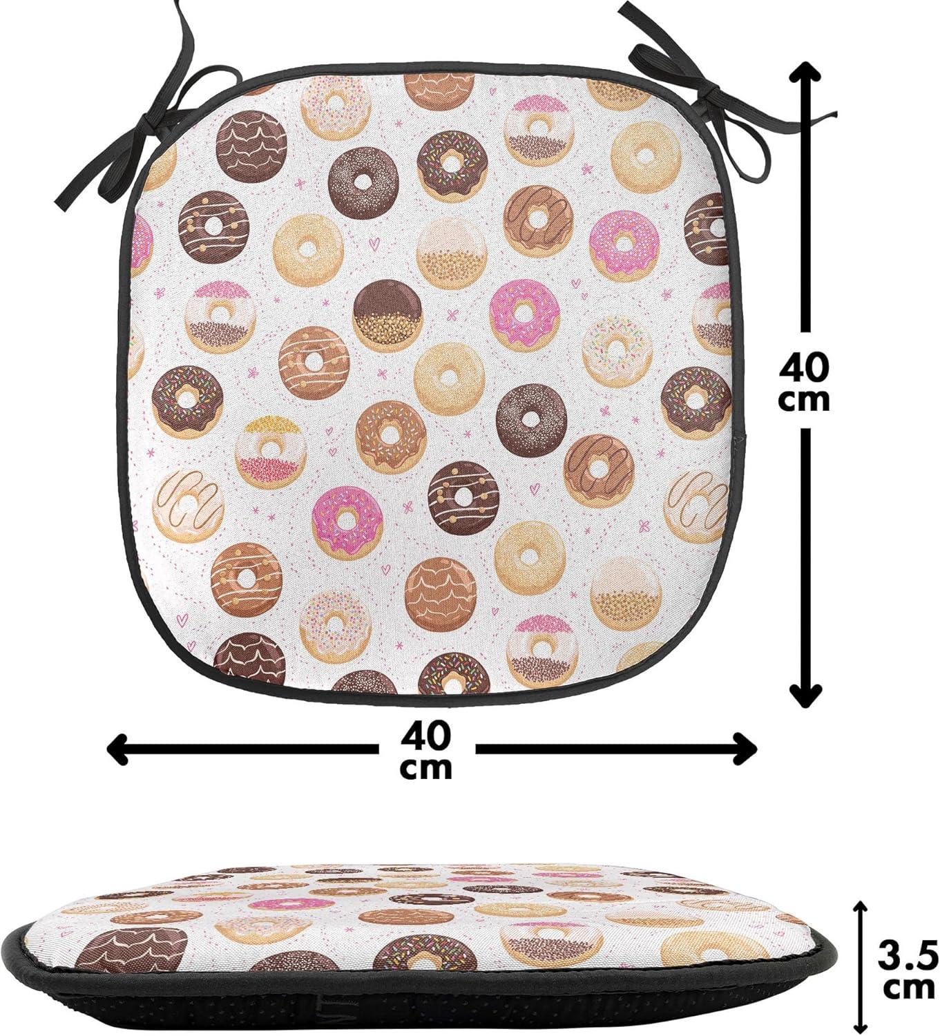 imageAmbesonne Feminine Chair Seating Cushion Set of 4 Pattern of Lipstick Kiss Marks Woman Valentines Wedding Theme Illustration AntiSlip Seat Padding for Kitchen amp Patio 16x16 White RedPink Brown