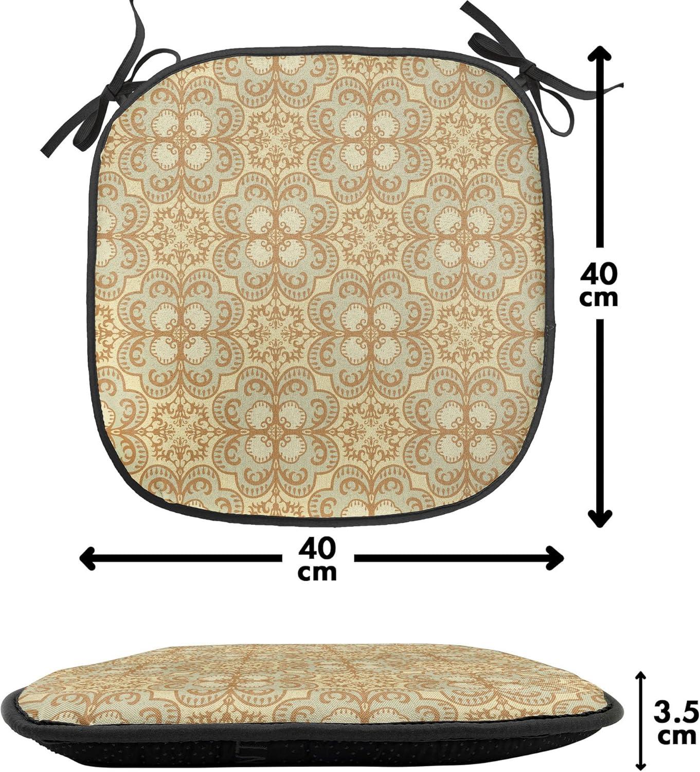 imageAmbesonne Feminine Chair Seating Cushion Set of 4 Pattern of Lipstick Kiss Marks Woman Valentines Wedding Theme Illustration AntiSlip Seat Padding for Kitchen amp Patio 16x16 White RedCream Beige