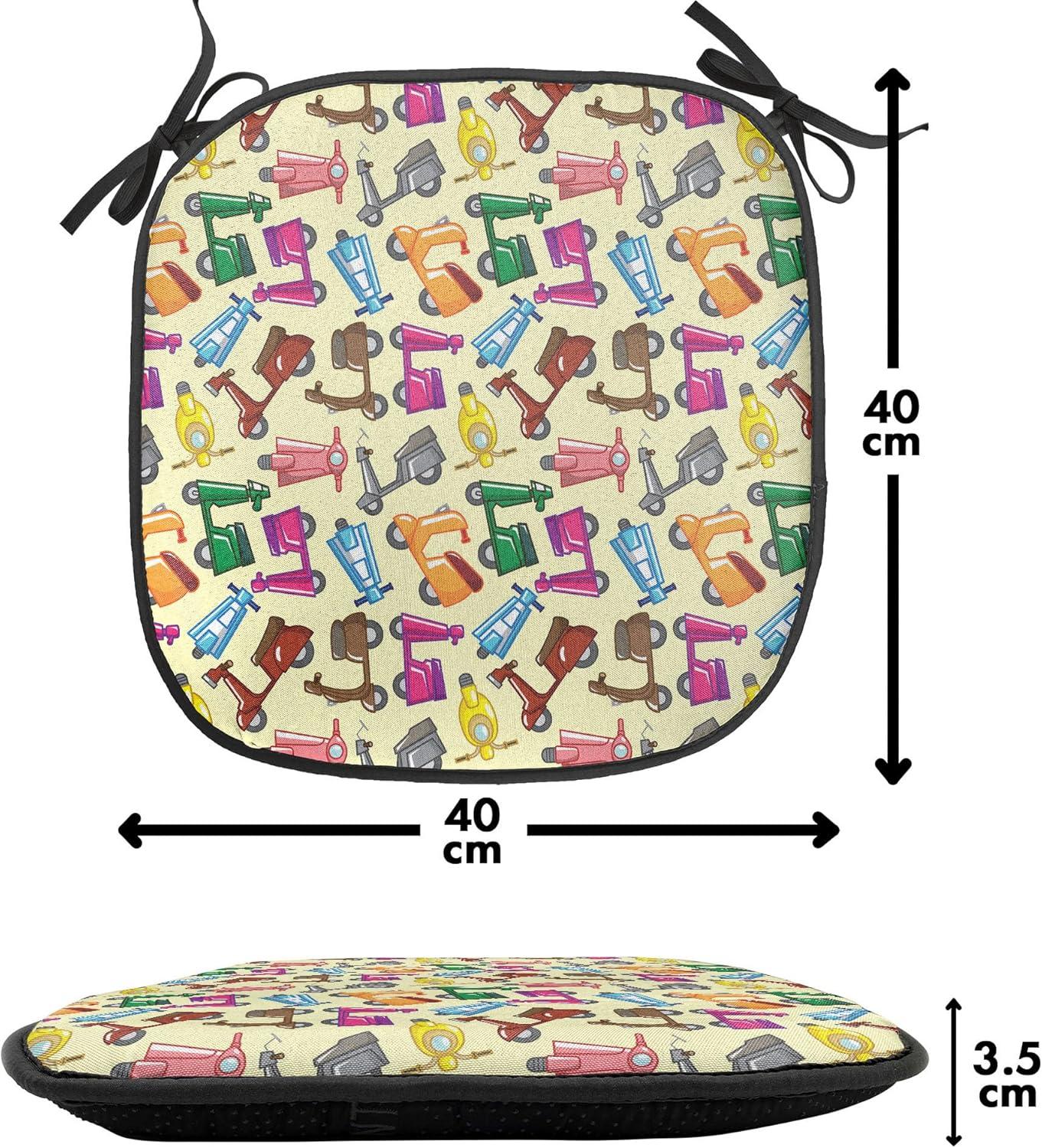 imageAmbesonne Feminine Chair Seating Cushion Set of 4 Pattern of Lipstick Kiss Marks Woman Valentines Wedding Theme Illustration AntiSlip Seat Padding for Kitchen amp Patio 16x16 White RedBlue Yellow