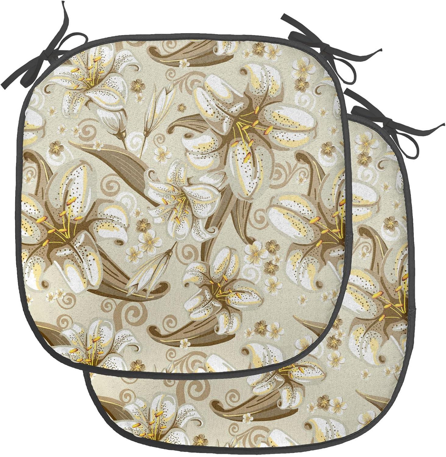 imageAmbesonne Feminine Chair Seating Cushion Set of 4 Pattern of Lipstick Kiss Marks Woman Valentines Wedding Theme Illustration AntiSlip Seat Padding for Kitchen amp Patio 16x16 White RedWhite Yellow Beige