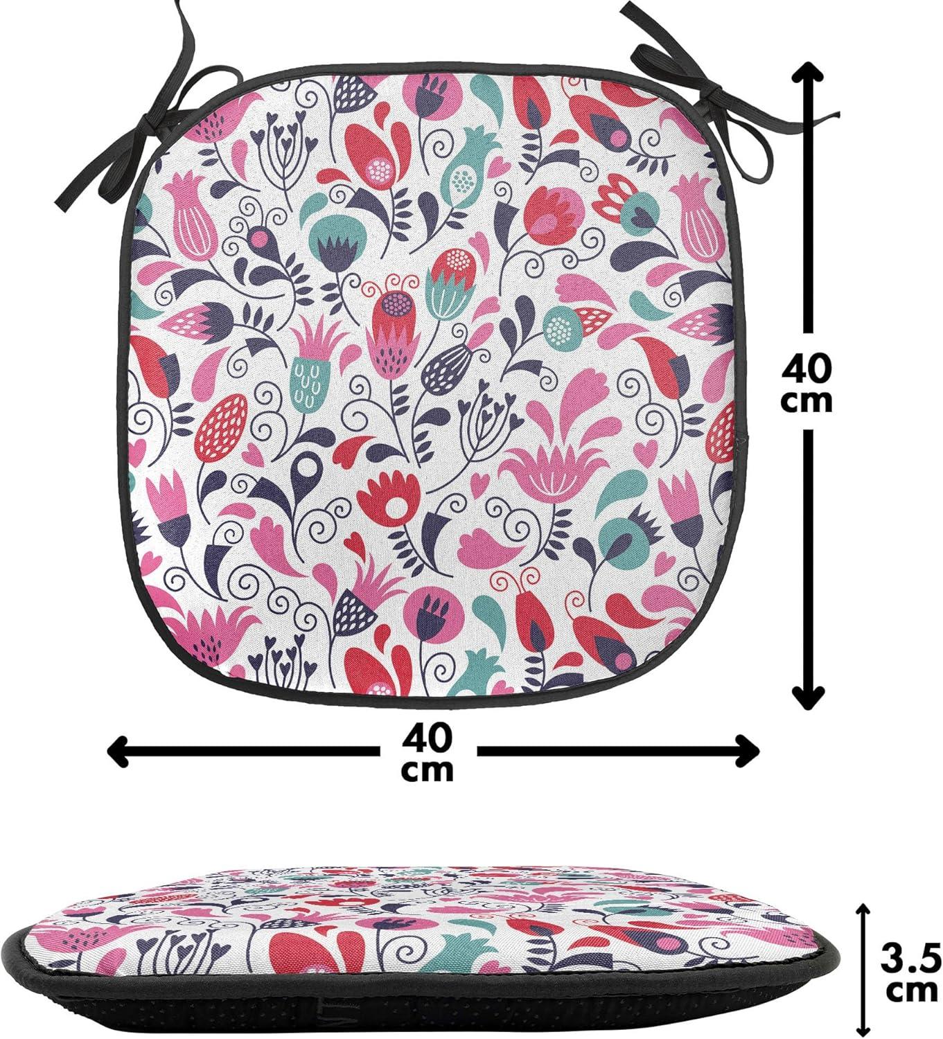 imageAmbesonne Feminine Chair Seating Cushion Set of 4 Pattern of Lipstick Kiss Marks Woman Valentines Wedding Theme Illustration AntiSlip Seat Padding for Kitchen amp Patio 16x16 White RedPink Teal Red