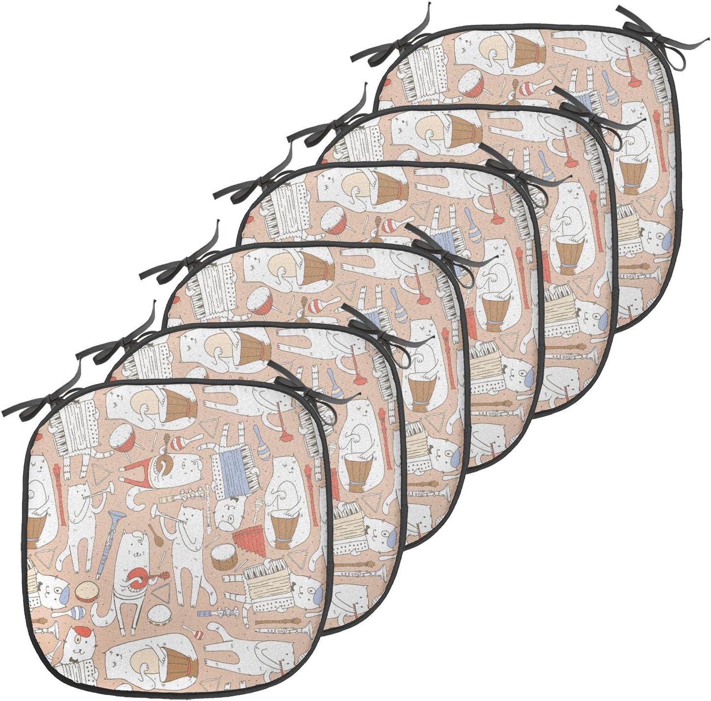imageAmbesonne Feminine Chair Seating Cushion Set of 4 Pattern of Lipstick Kiss Marks Woman Valentines Wedding Theme Illustration AntiSlip Seat Padding for Kitchen amp Patio 16x16 White RedWarm Taupe White