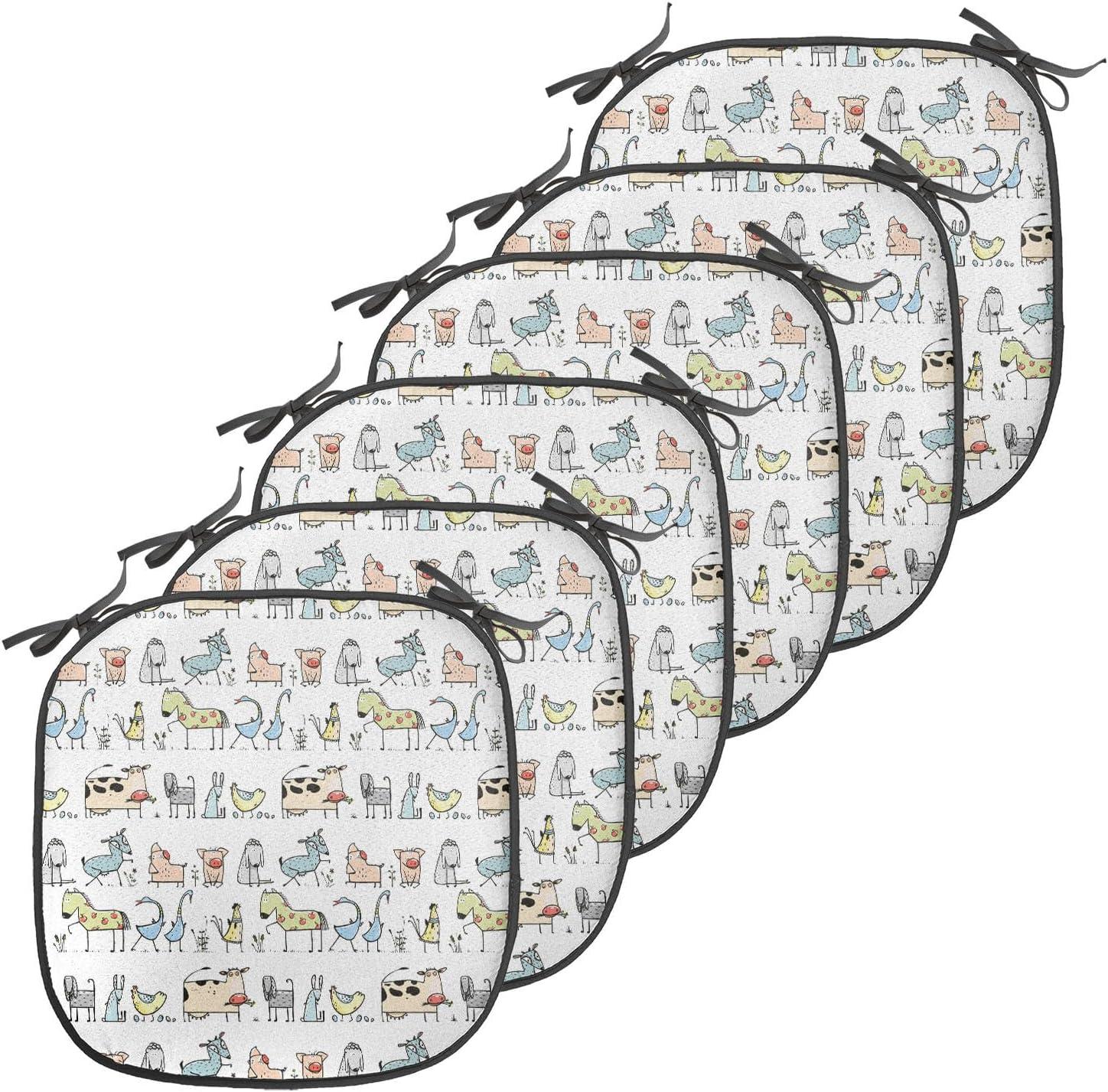imageAmbesonne Feminine Chair Seating Cushion Set of 4 Pattern of Lipstick Kiss Marks Woman Valentines Wedding Theme Illustration AntiSlip Seat Padding for Kitchen amp Patio 16x16 White RedYellow Beige