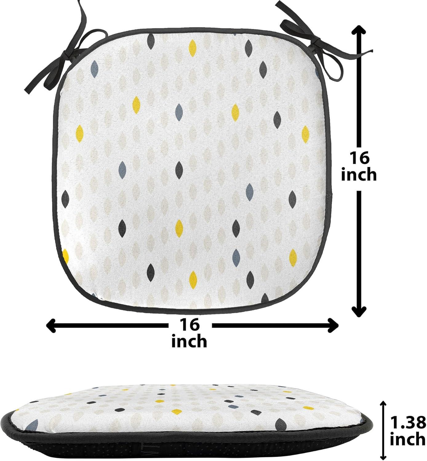 imageAmbesonne Feminine Chair Seating Cushion Set of 4 Pattern of Lipstick Kiss Marks Woman Valentines Wedding Theme Illustration AntiSlip Seat Padding for Kitchen amp Patio 16x16 White RedYellow White Grey