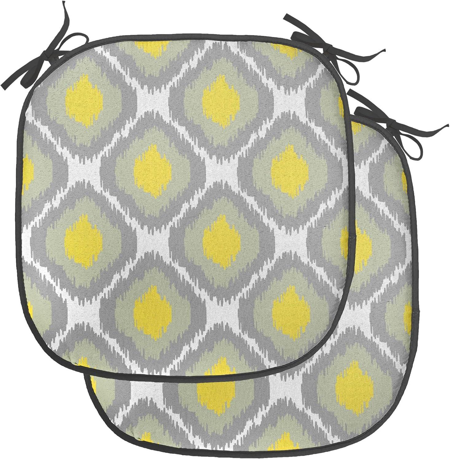 imageAmbesonne Feminine Chair Seating Cushion Set of 4 Pattern of Lipstick Kiss Marks Woman Valentines Wedding Theme Illustration AntiSlip Seat Padding for Kitchen amp Patio 16x16 White RedGrey White Yellow