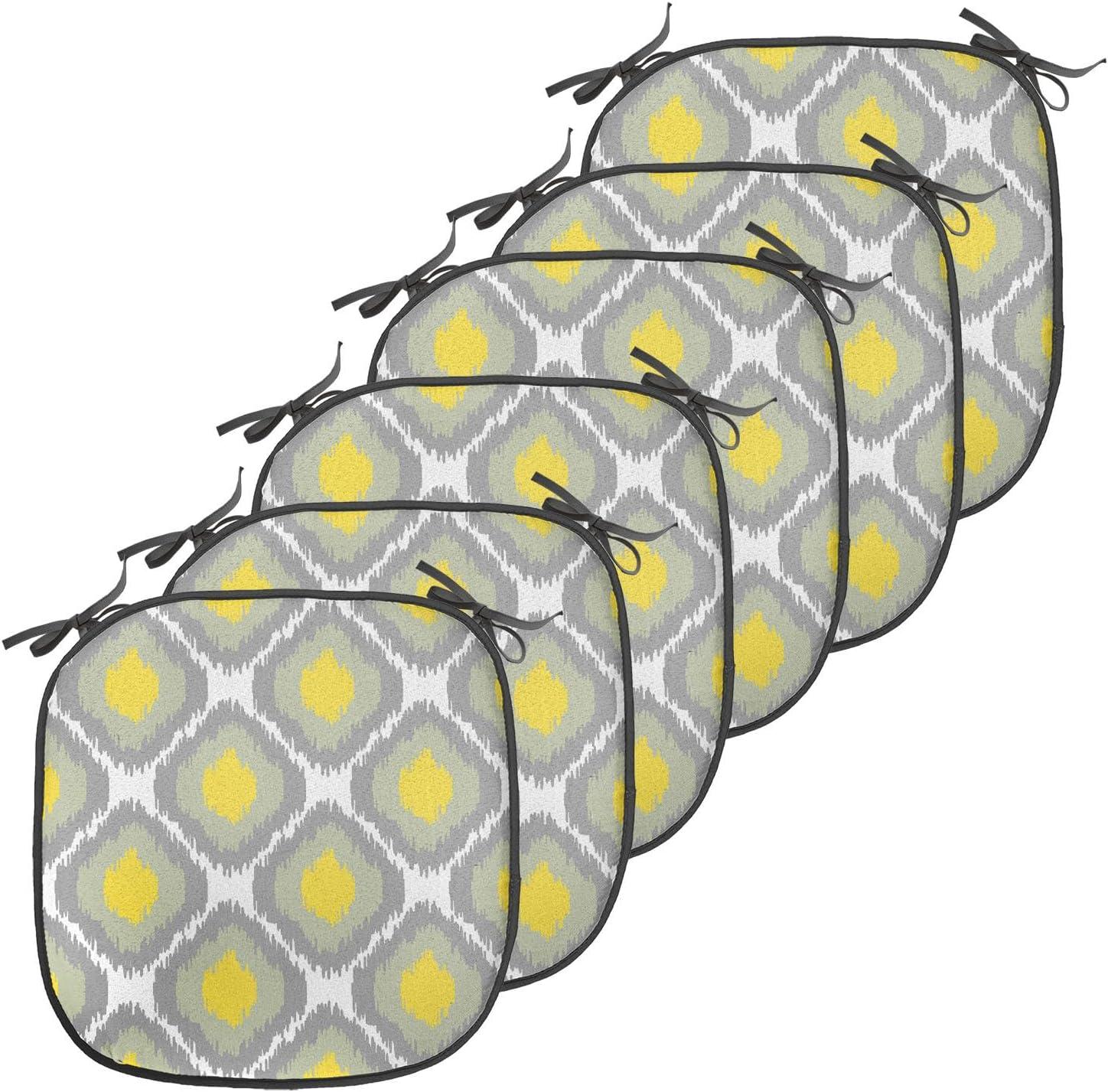 imageAmbesonne Feminine Chair Seating Cushion Set of 4 Pattern of Lipstick Kiss Marks Woman Valentines Wedding Theme Illustration AntiSlip Seat Padding for Kitchen amp Patio 16x16 White RedGrey White Yellow