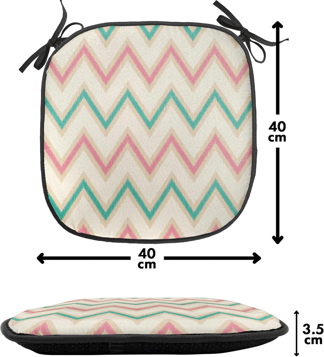 imageAmbesonne Feminine Chair Seating Cushion Set of 4 Pattern of Lipstick Kiss Marks Woman Valentines Wedding Theme Illustration AntiSlip Seat Padding for Kitchen amp Patio 16x16 White RedPink Cream Green