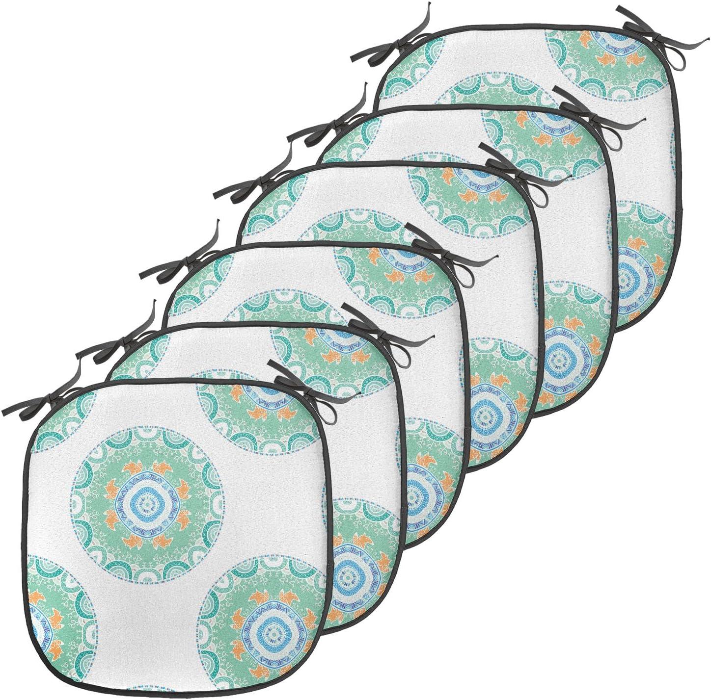 imageAmbesonne Feminine Chair Seating Cushion Set of 4 Pattern of Lipstick Kiss Marks Woman Valentines Wedding Theme Illustration AntiSlip Seat Padding for Kitchen amp Patio 16x16 White RedGreen Orange