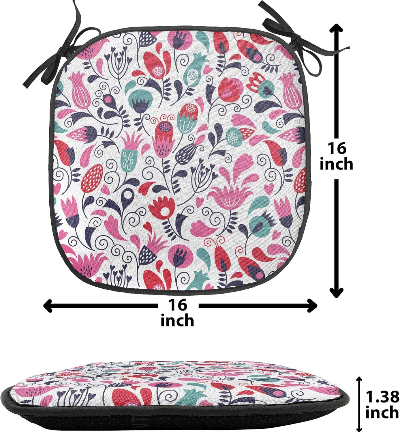 imageAmbesonne Feminine Chair Seating Cushion Set of 4 Pattern of Lipstick Kiss Marks Woman Valentines Wedding Theme Illustration AntiSlip Seat Padding for Kitchen amp Patio 16x16 White RedPink Teal Red