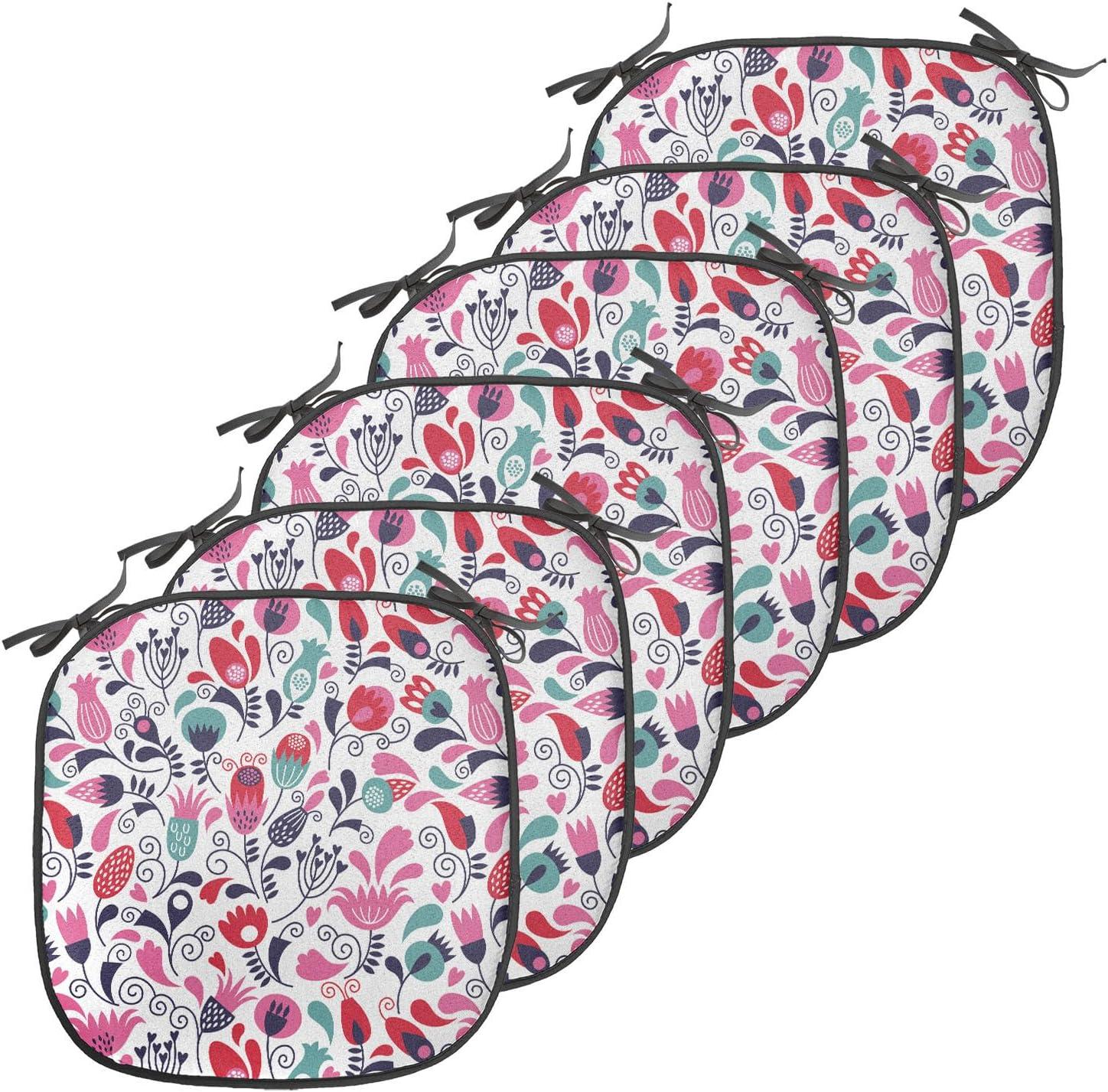imageAmbesonne Feminine Chair Seating Cushion Set of 4 Pattern of Lipstick Kiss Marks Woman Valentines Wedding Theme Illustration AntiSlip Seat Padding for Kitchen amp Patio 16x16 White RedPink Teal Red