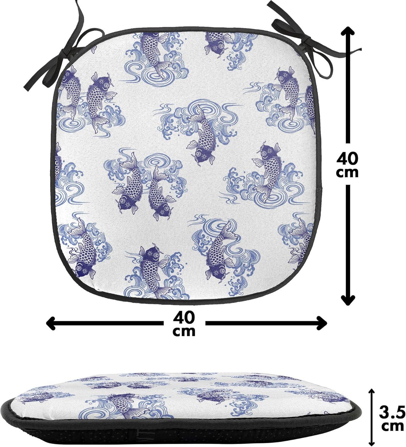 imageAmbesonne Feminine Chair Seating Cushion Set of 4 Pattern of Lipstick Kiss Marks Woman Valentines Wedding Theme Illustration AntiSlip Seat Padding for Kitchen amp Patio 16x16 White RedDark Blue