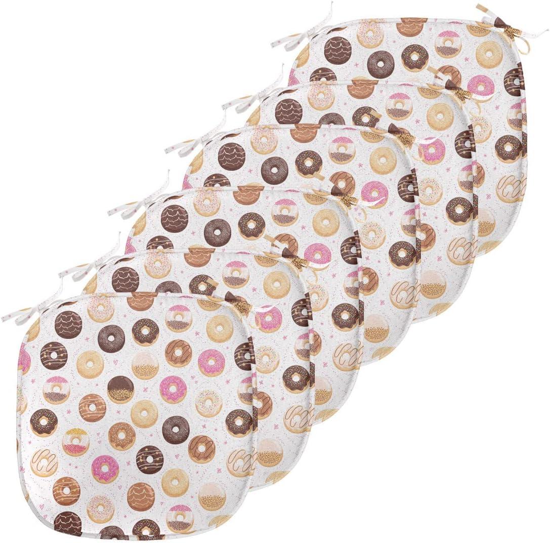imageAmbesonne Feminine Chair Seating Cushion Set of 4 Pattern of Lipstick Kiss Marks Woman Valentines Wedding Theme Illustration AntiSlip Seat Padding for Kitchen amp Patio 16x16 White RedPink Brown