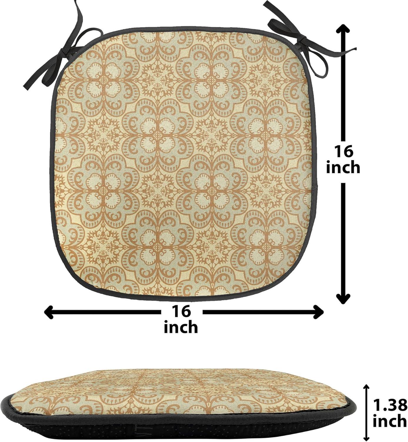 imageAmbesonne Feminine Chair Seating Cushion Set of 4 Pattern of Lipstick Kiss Marks Woman Valentines Wedding Theme Illustration AntiSlip Seat Padding for Kitchen amp Patio 16x16 White RedCream Beige