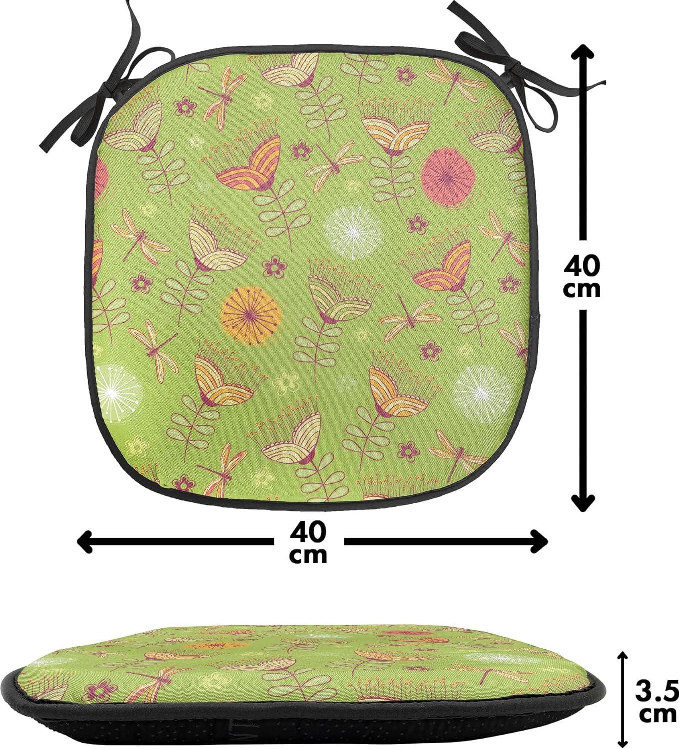 imageAmbesonne Feminine Chair Seating Cushion Set of 4 Pattern of Lipstick Kiss Marks Woman Valentines Wedding Theme Illustration AntiSlip Seat Padding for Kitchen amp Patio 16x16 White RedGreen Pink