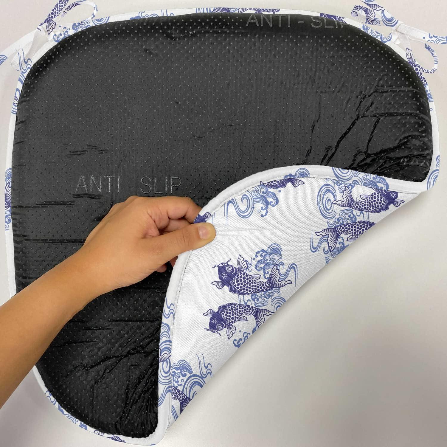 imageAmbesonne Feminine Chair Seating Cushion Set of 4 Pattern of Lipstick Kiss Marks Woman Valentines Wedding Theme Illustration AntiSlip Seat Padding for Kitchen amp Patio 16x16 White RedDark Blue