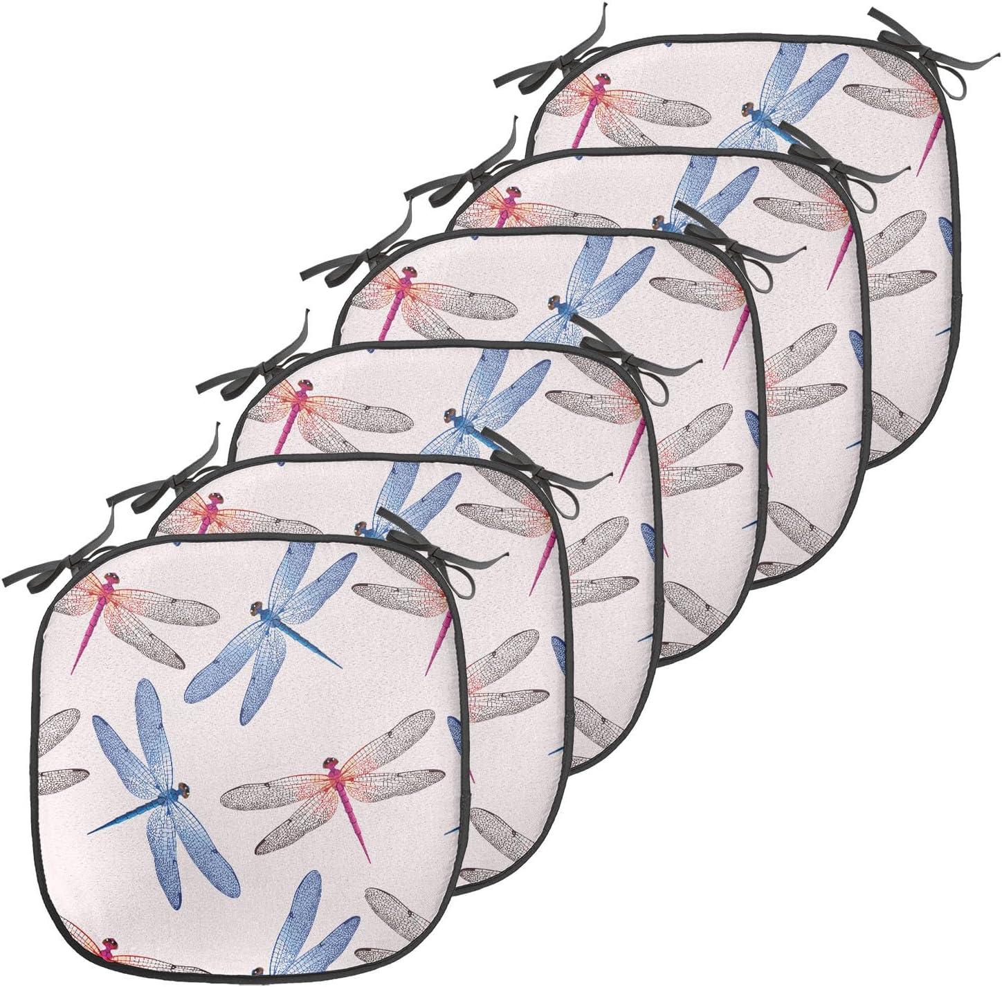 imageAmbesonne Feminine Chair Seating Cushion Set of 4 Pattern of Lipstick Kiss Marks Woman Valentines Wedding Theme Illustration AntiSlip Seat Padding for Kitchen amp Patio 16x16 White RedPink Blue